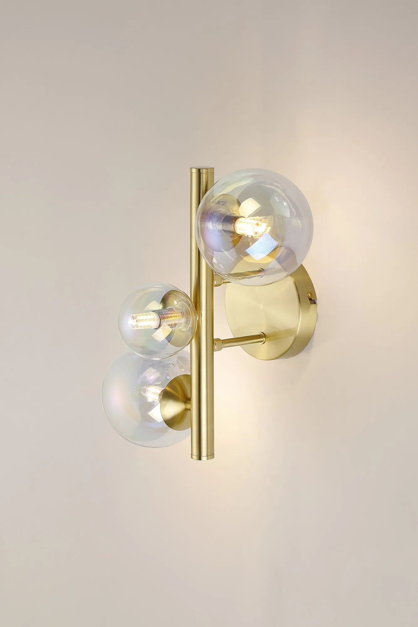 Deacon Wall Lamp 3 Light - Satin Gold Iridescent Plated Glass