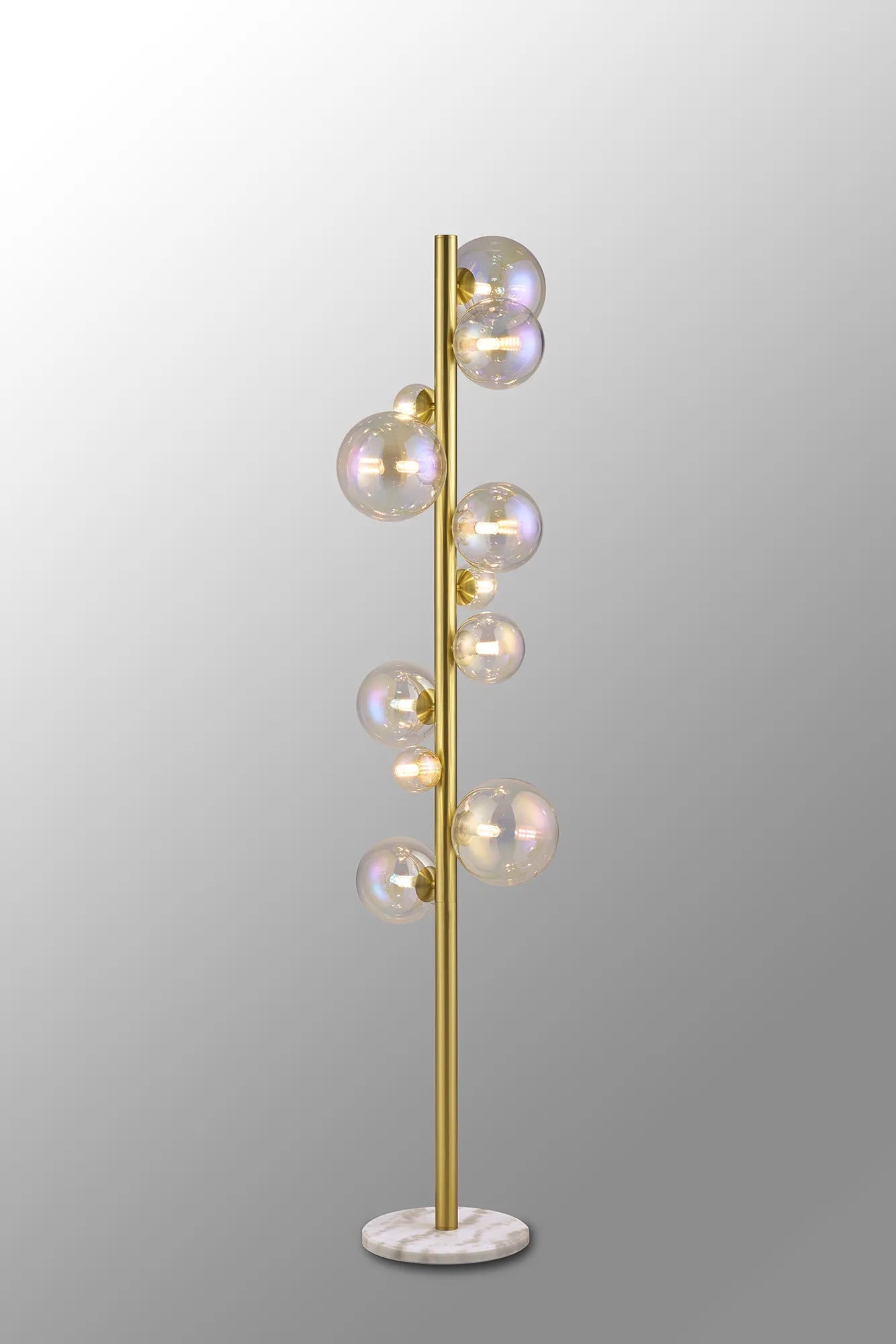 Deacon Floor Lamp 1 Single Light - Satin Gold Iridescent Plated Glass