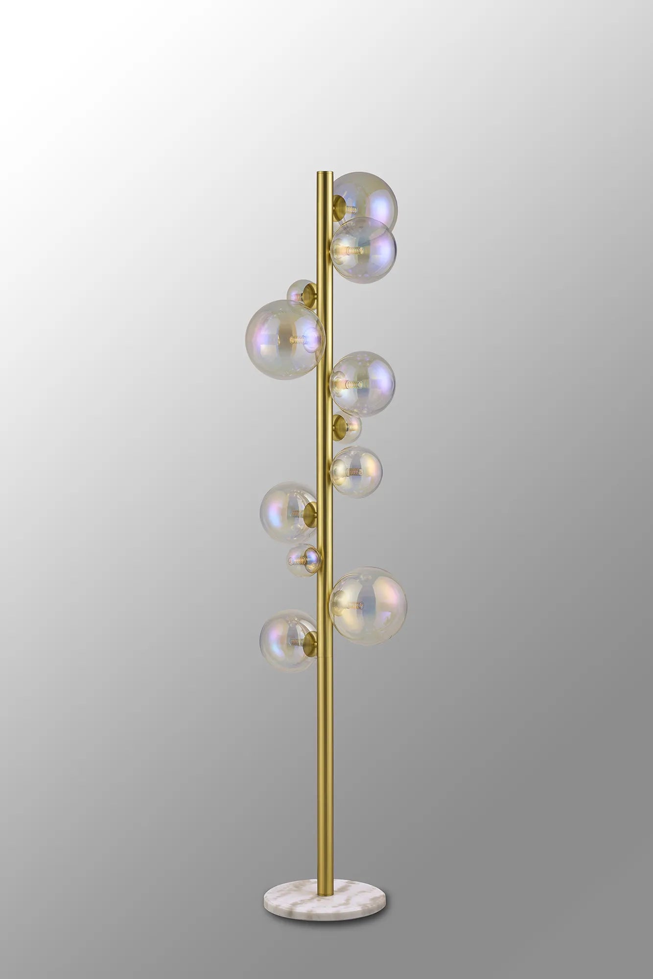 Deacon Floor Lamp 1 Single Light - Satin Gold Iridescent Plated Glass