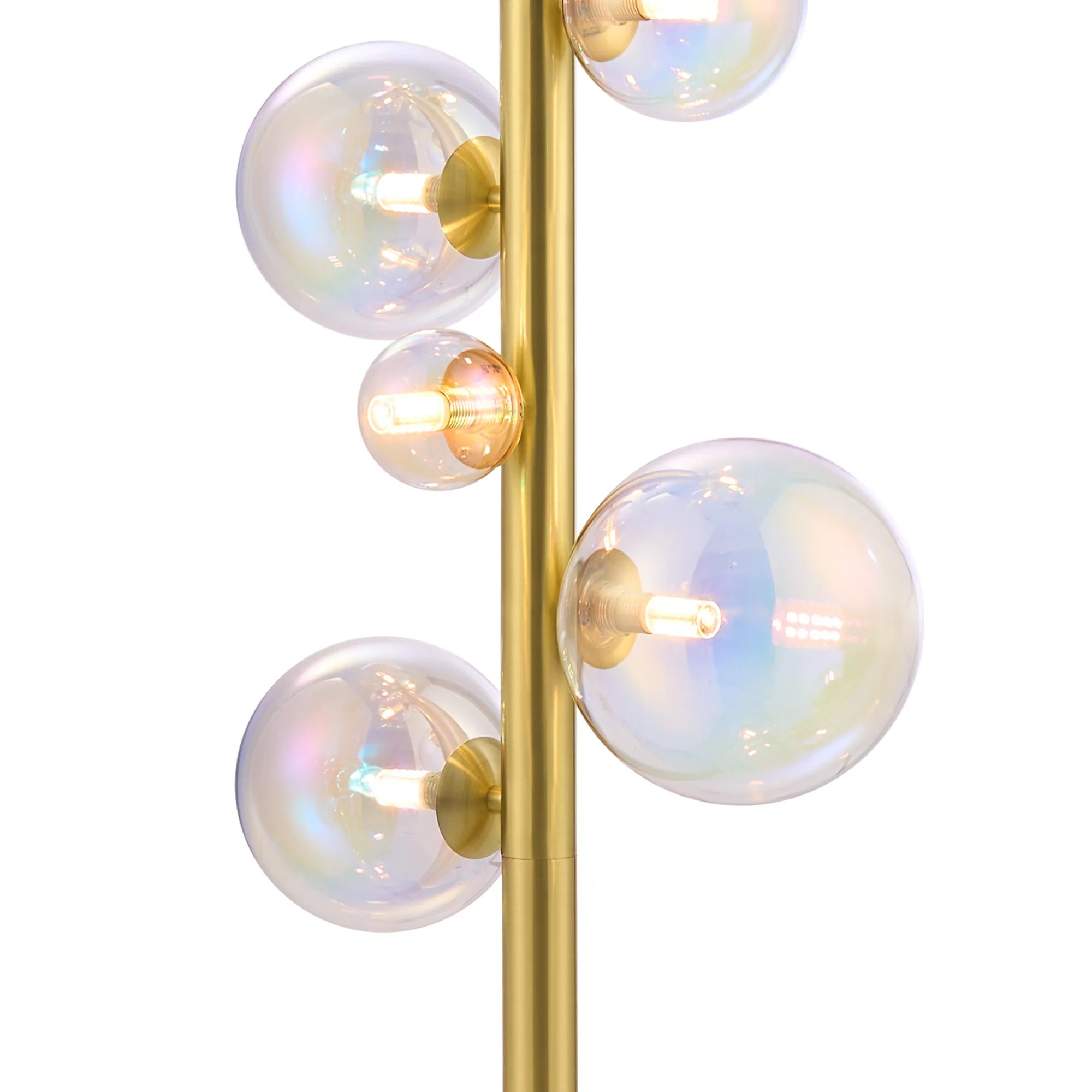 Deacon Floor Lamp 1 Single Light - Satin Gold Iridescent Plated Glass