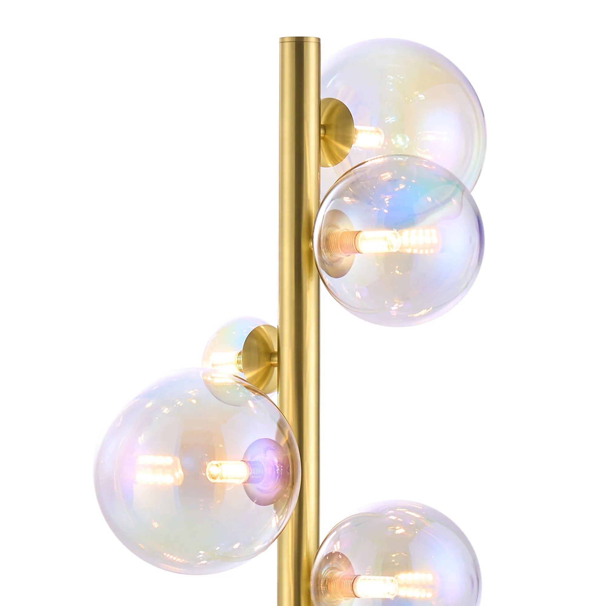 Deacon Floor Lamp 1 Single Light - Satin Gold Iridescent Plated Glass