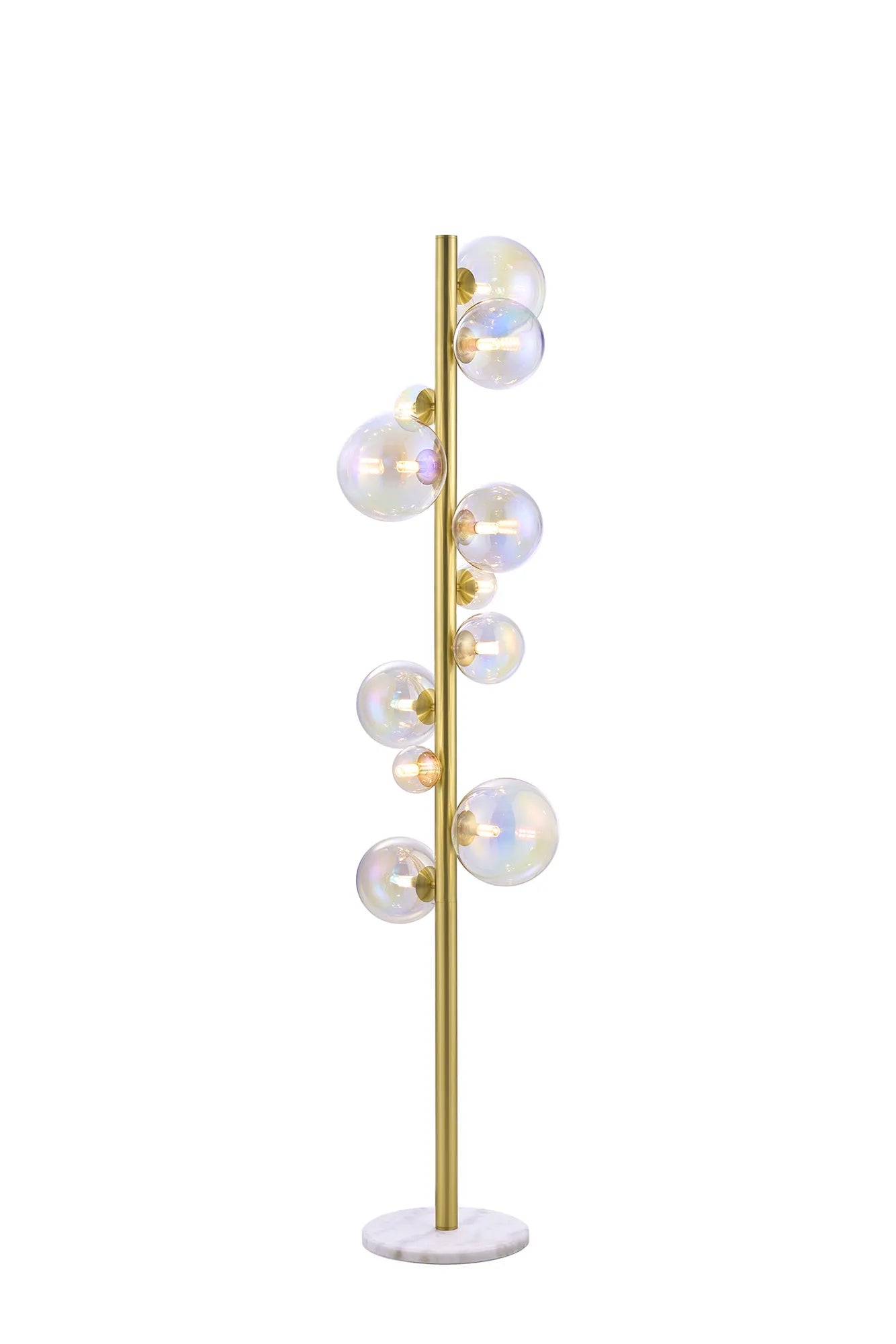 Deacon Floor Lamp 1 Single Light - Satin Gold Iridescent Plated Glass