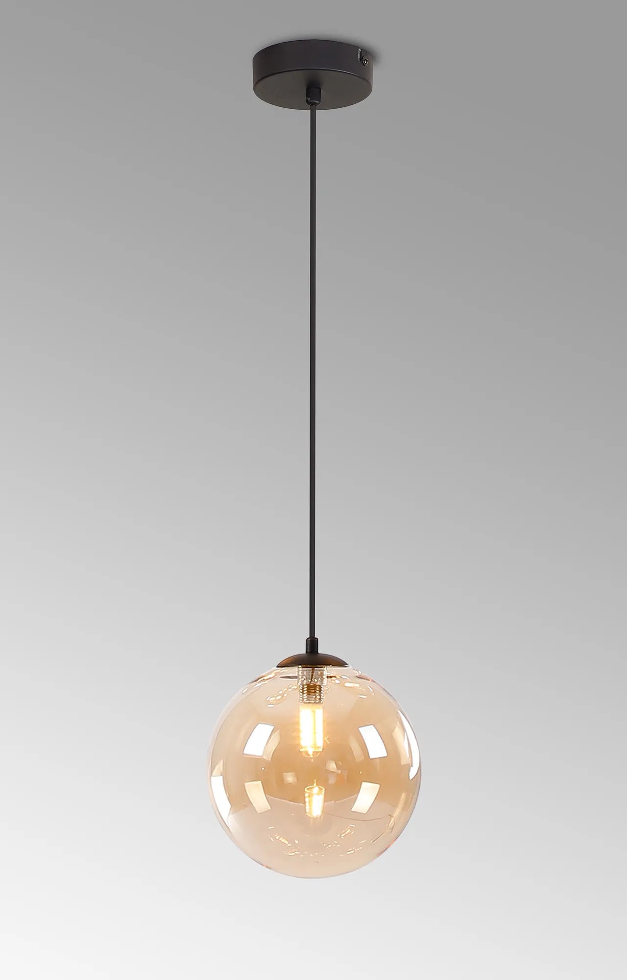Deacon Single Pendant Single Light - Satin Black & Amber