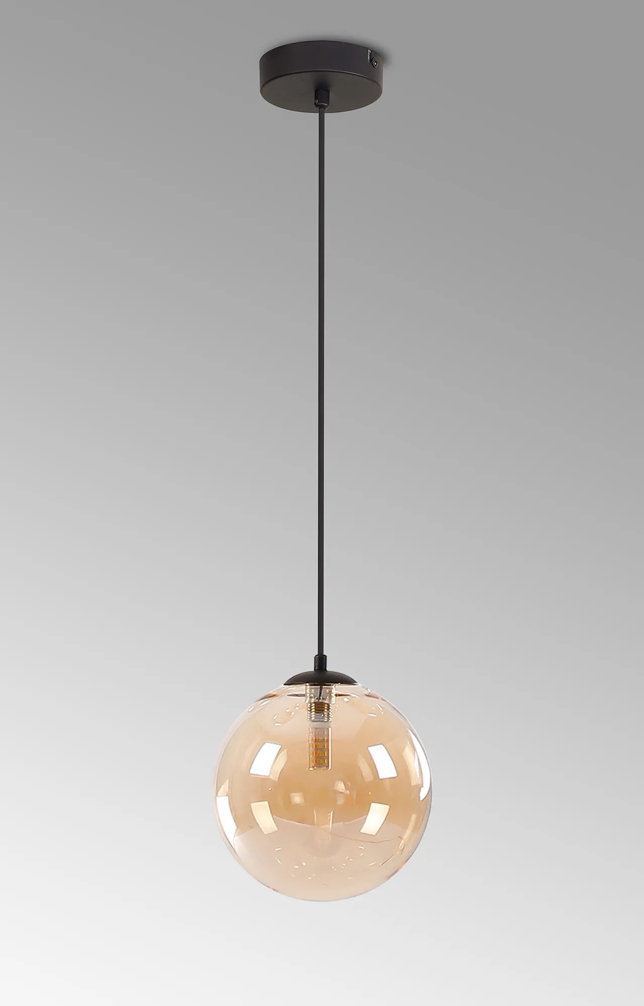 Deacon Single Pendant Single Light - Satin Black & Amber