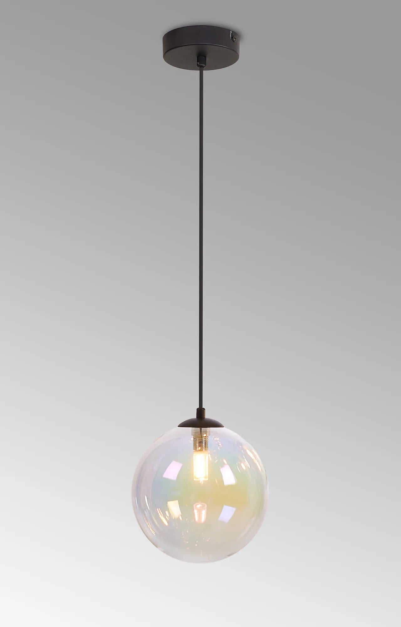 Deacon Single Pendant Single Light - Satin Black & Iridescent