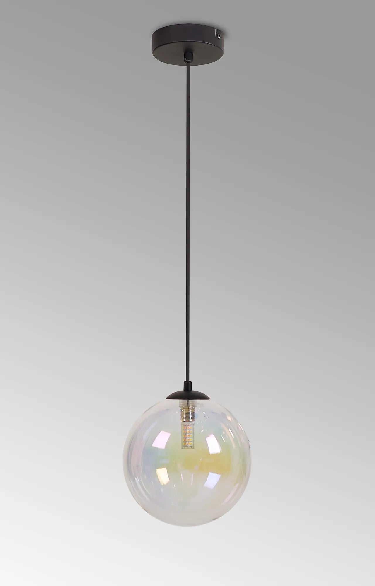 Deacon Single Pendant Single Light - Satin Black & Iridescent