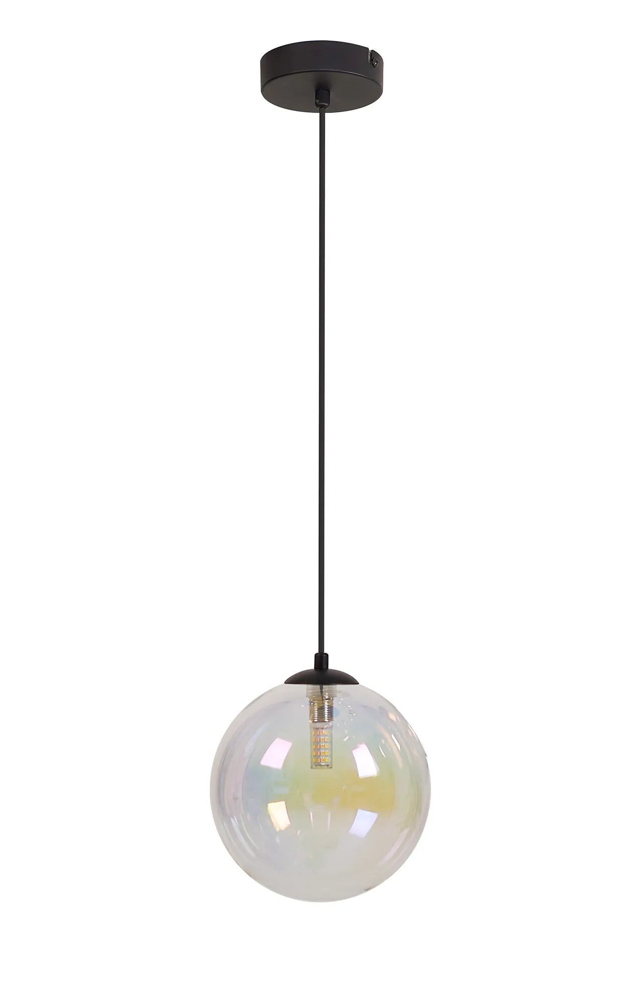 Deacon Single Pendant Single Light - Satin Black & Iridescent