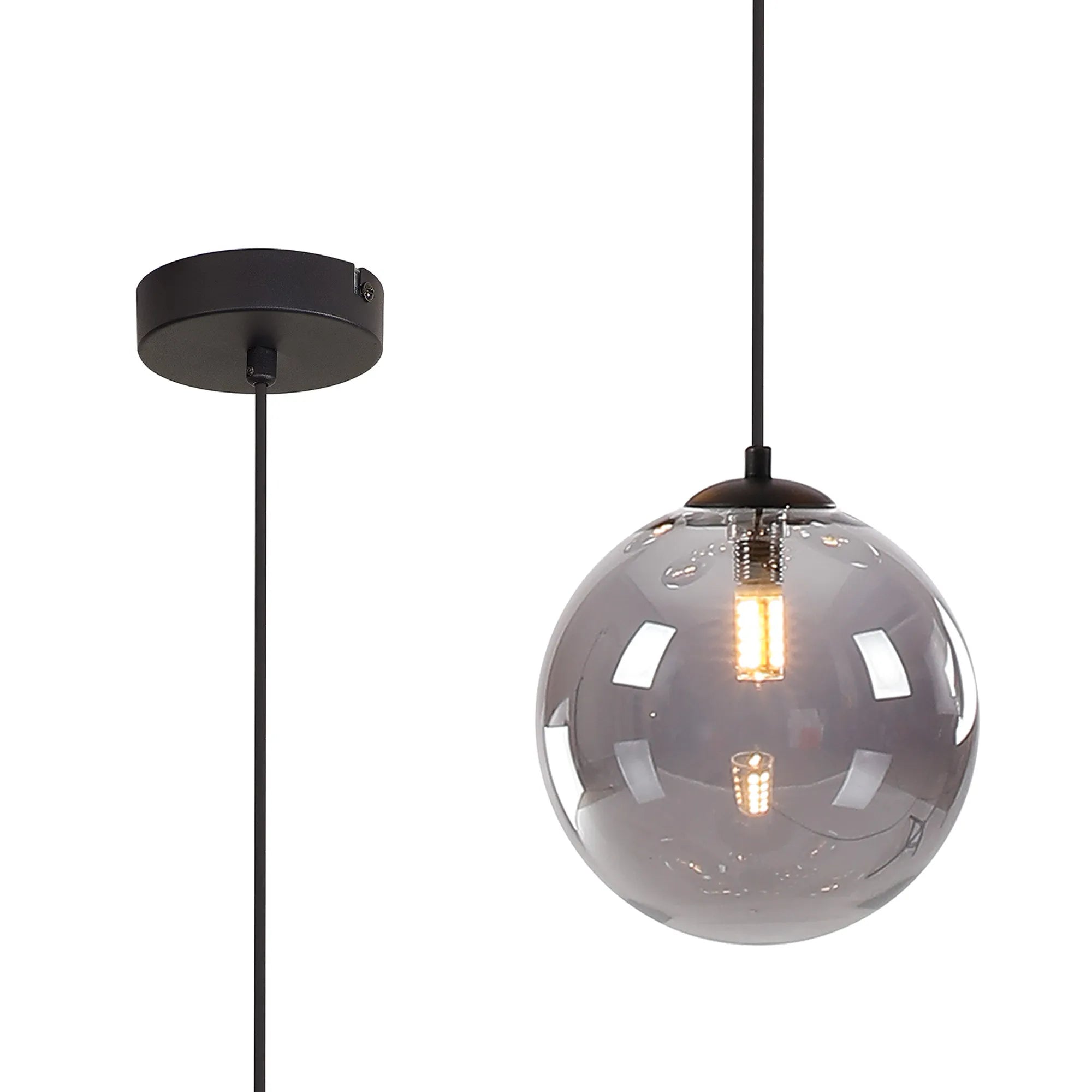 Deacon Single Pendant Single Light - Satin Black & Smoke