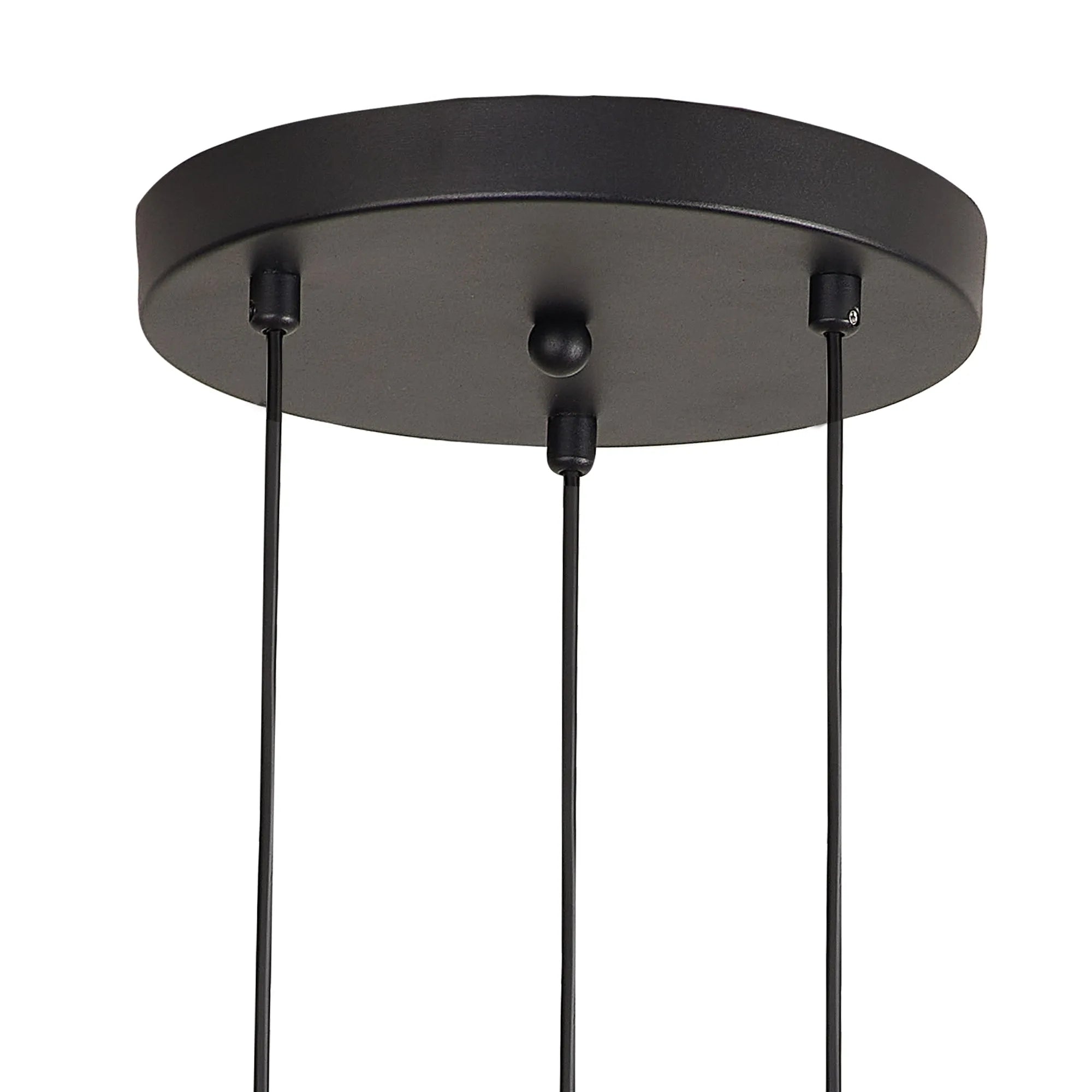 Deacon Round Pendant 3 Light - Satin Black & Amber