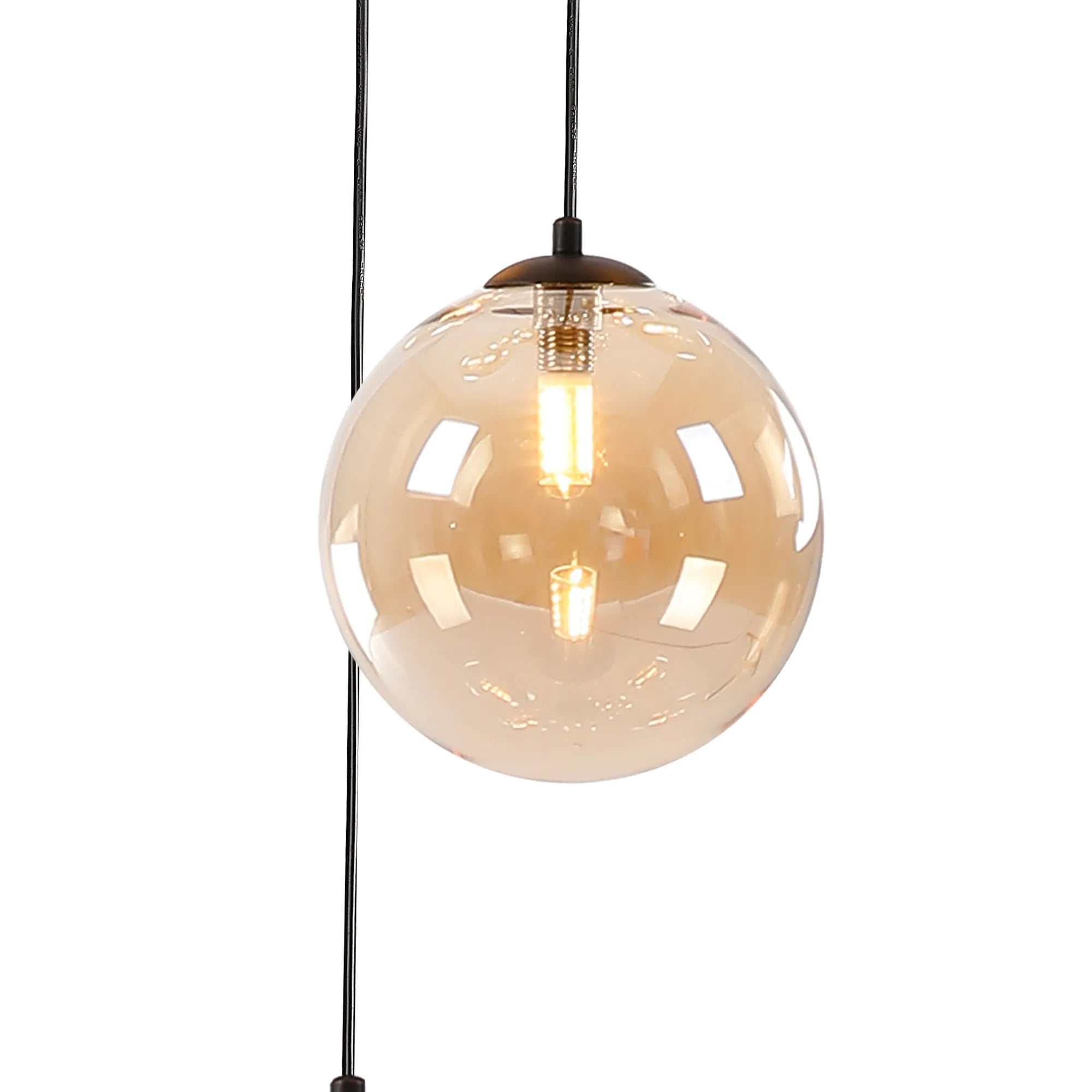 Deacon Round Pendant 3 Light - Satin Black & Amber