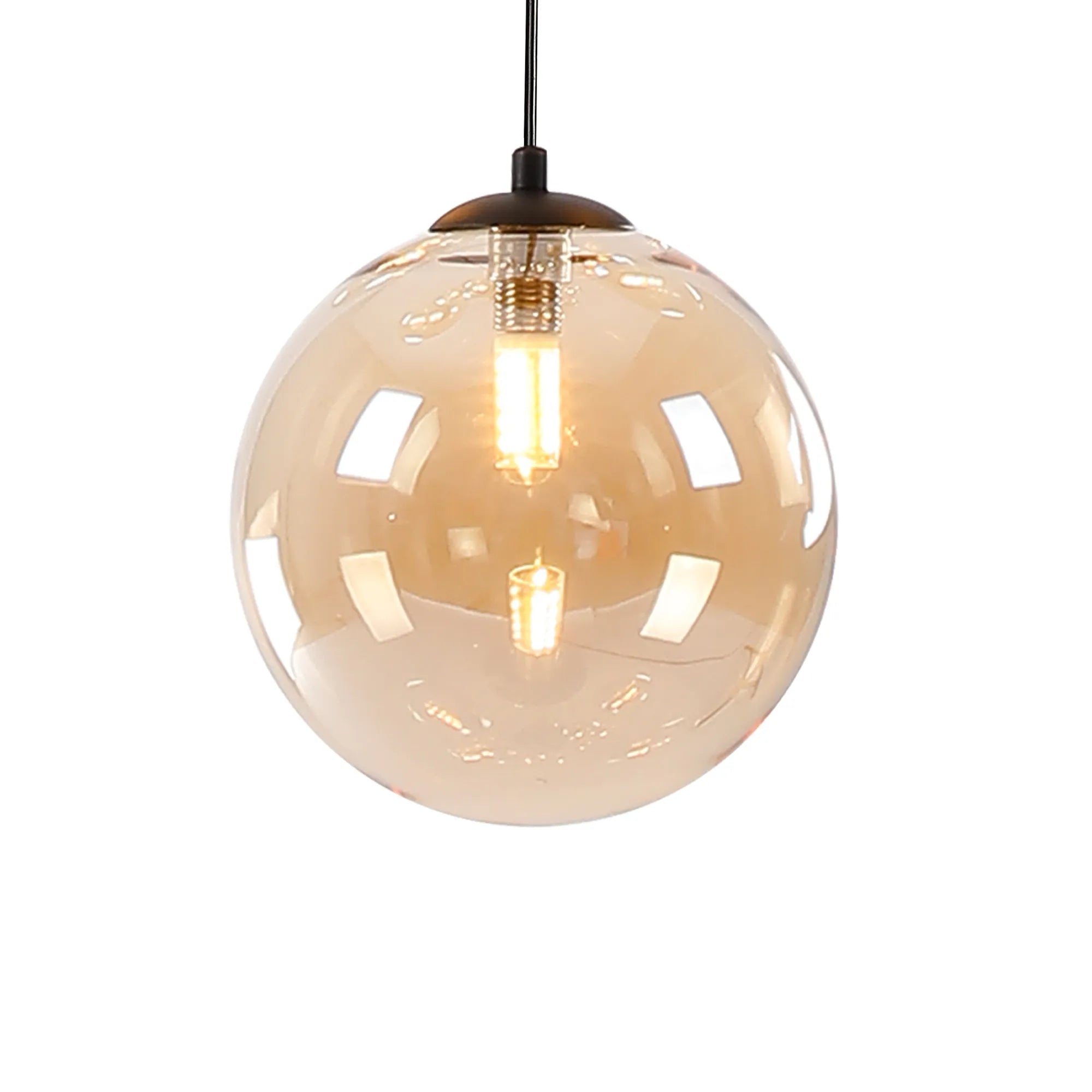 Deacon Round Pendant 3 Light - Satin Black & Amber
