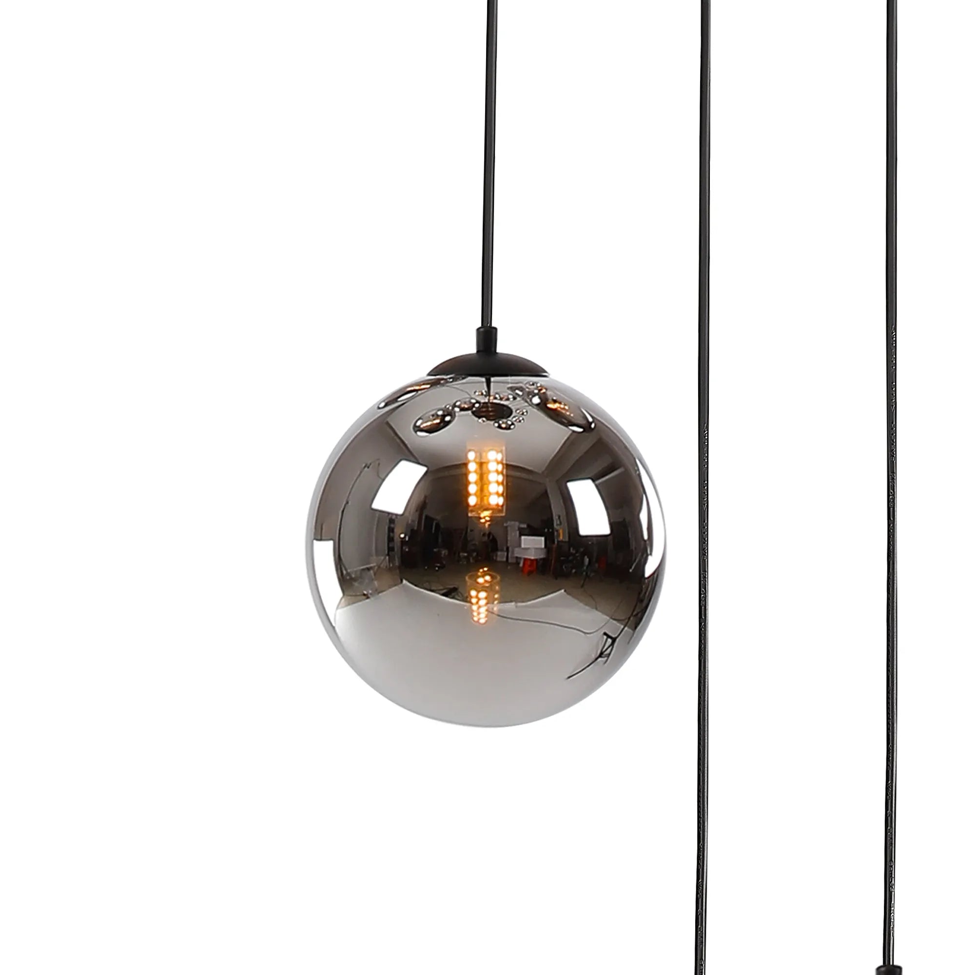 Deacon Round Pendant 3 Light - Satin Black & Chrome