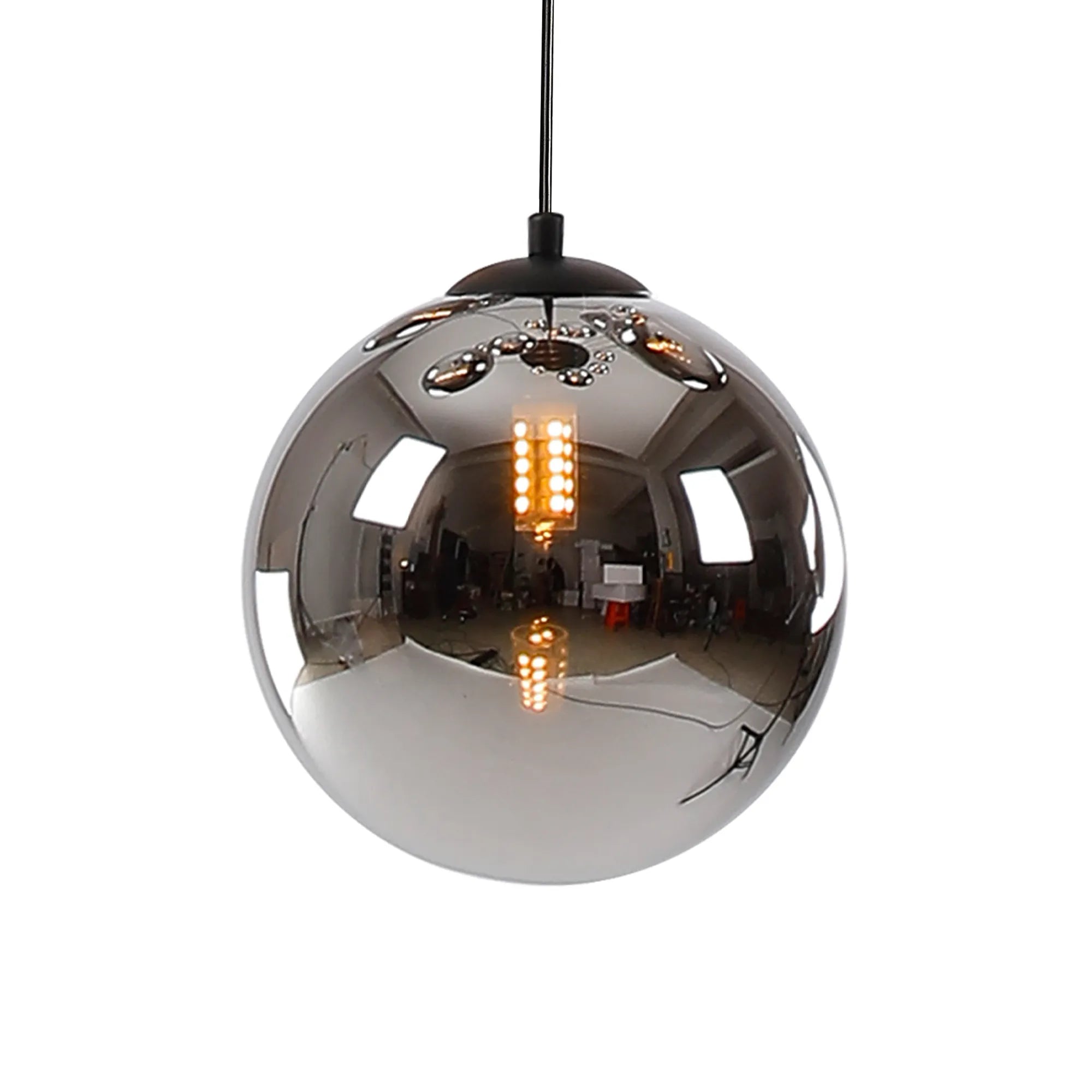 Deacon Round Pendant 3 Light - Satin Black & Chrome