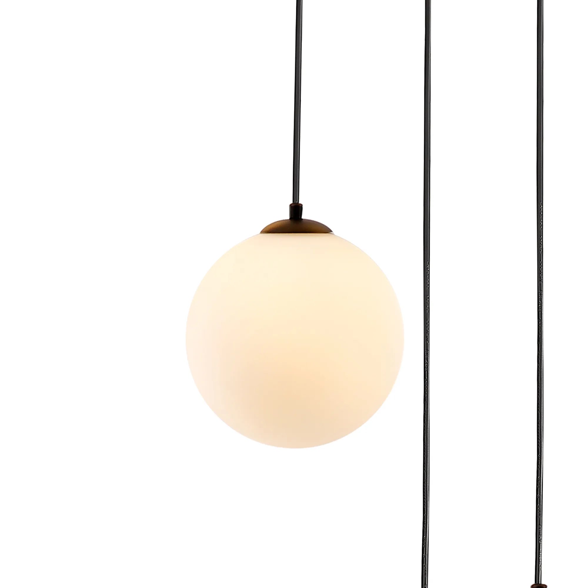Deacon Round Pendant 3 Light - Satin Black & Opal