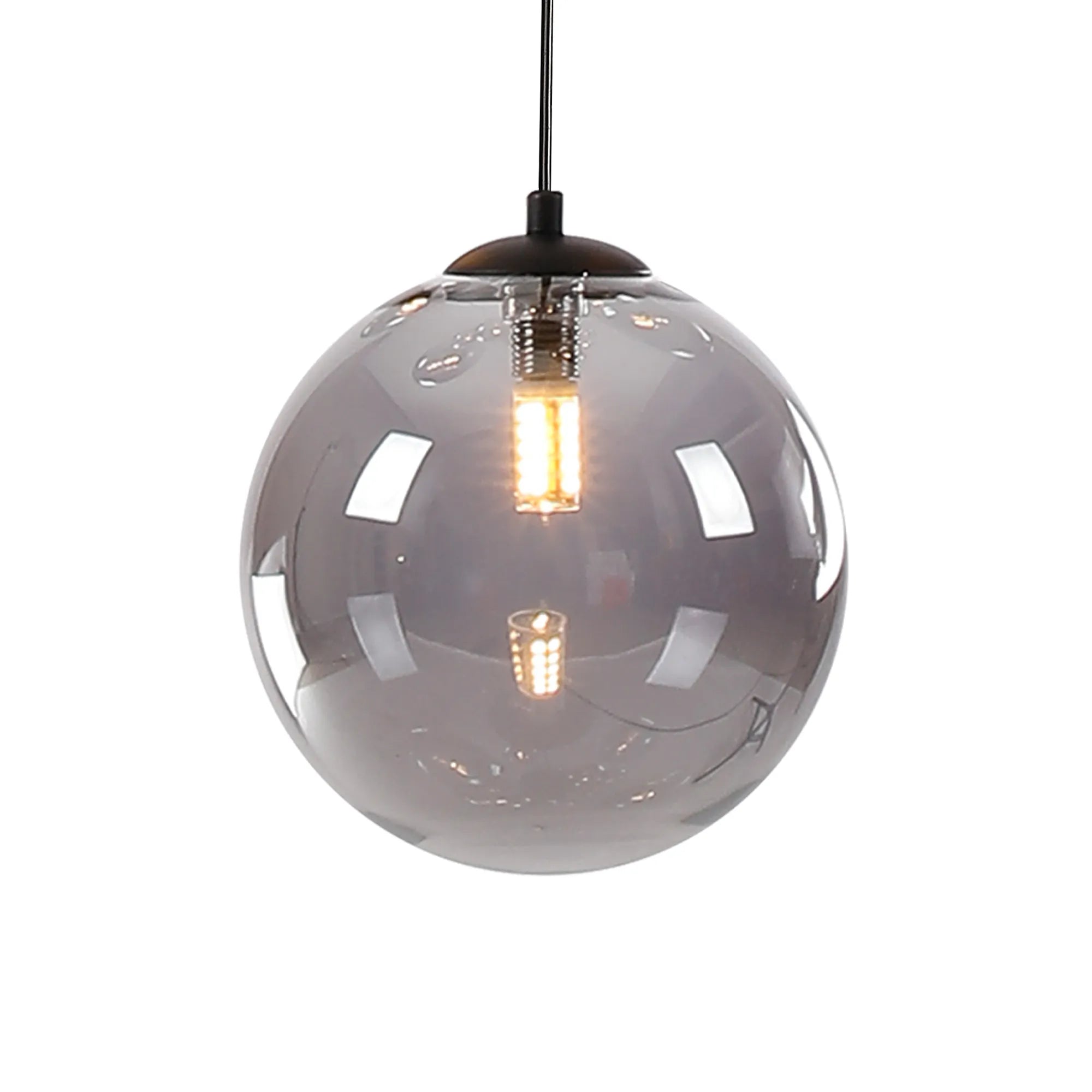 Deacon Round Pendant 3 Light - Satin Black & Smoke
