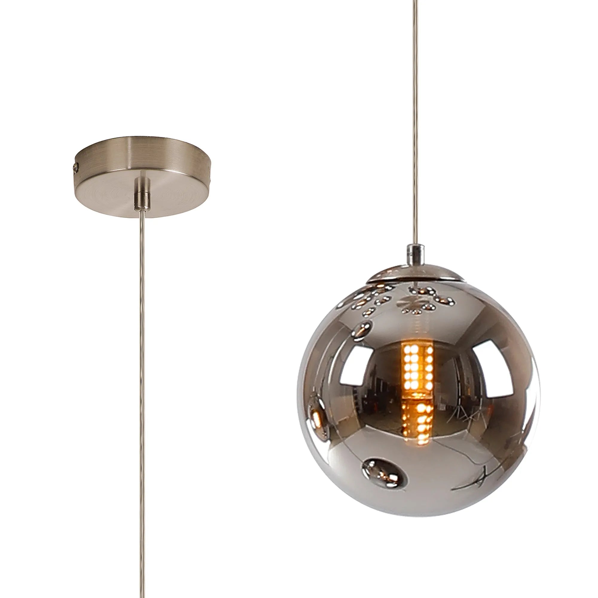 Deacon Single Pendant Single Light - Satin Nickel & Chrome