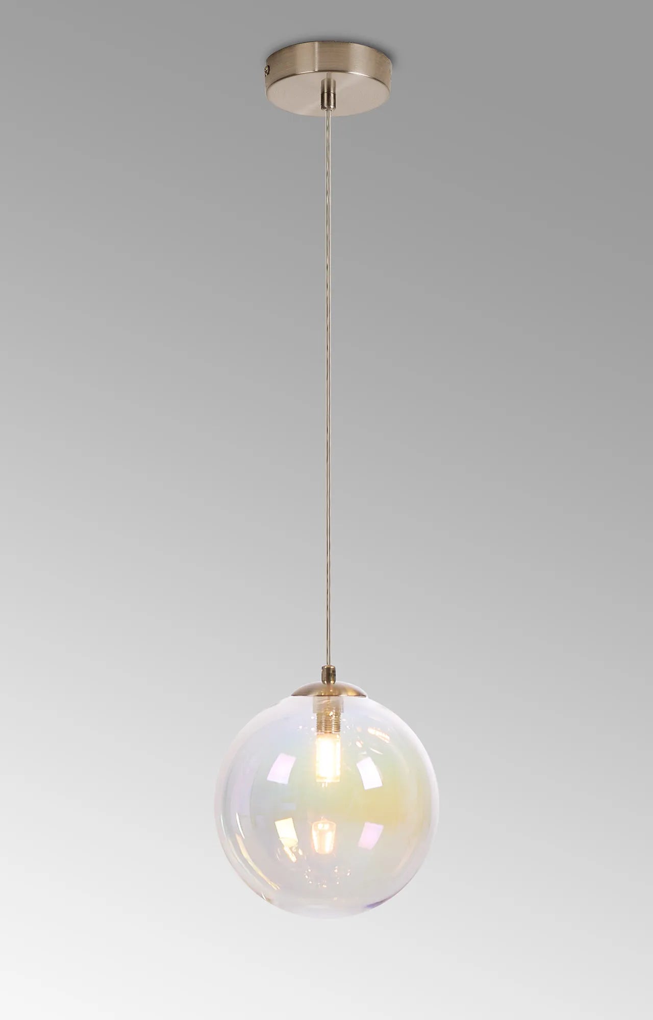 Deacon Single Pendant Single Light - Satin Nickel & Iridescent