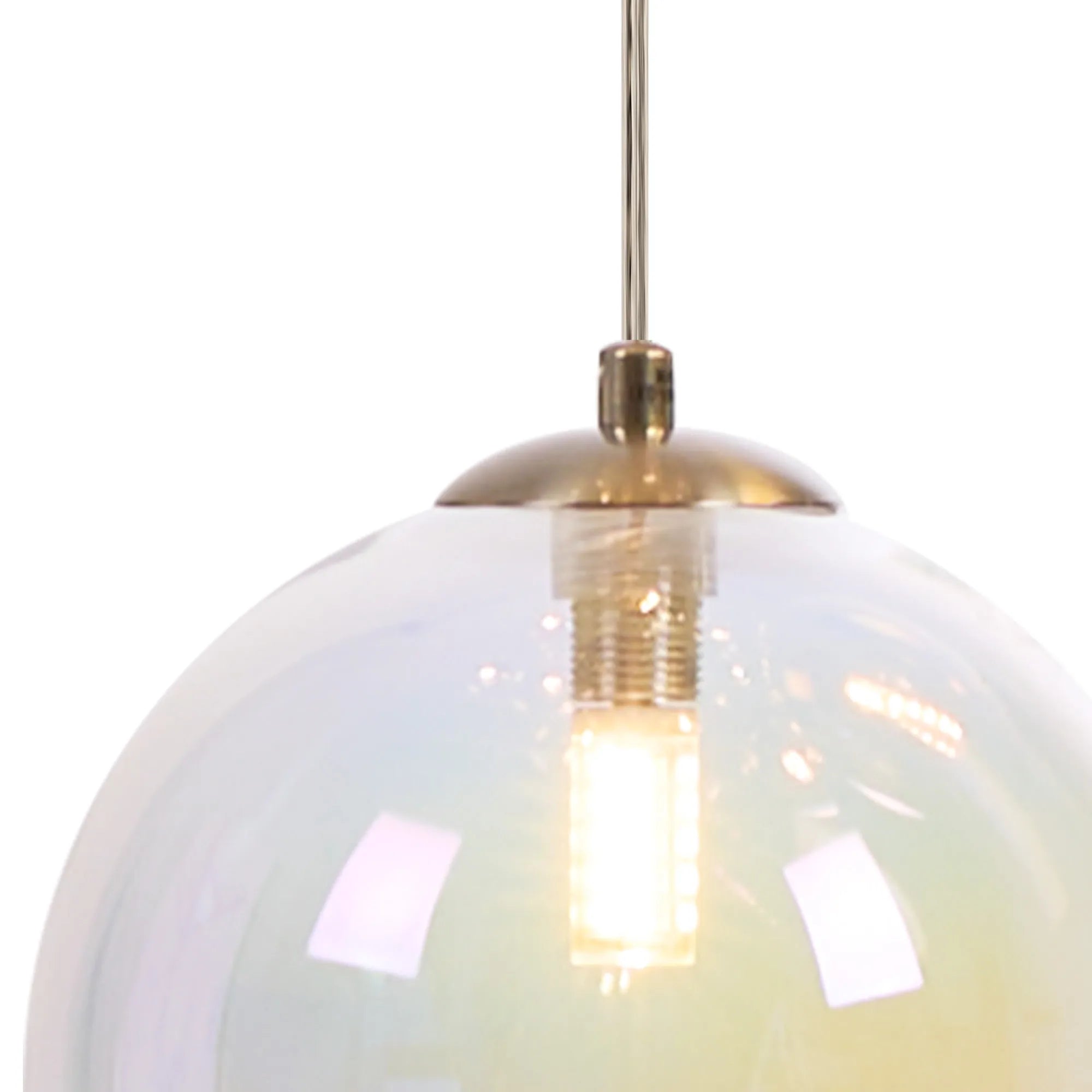 Deacon Single Pendant Single Light - Satin Nickel & Iridescent