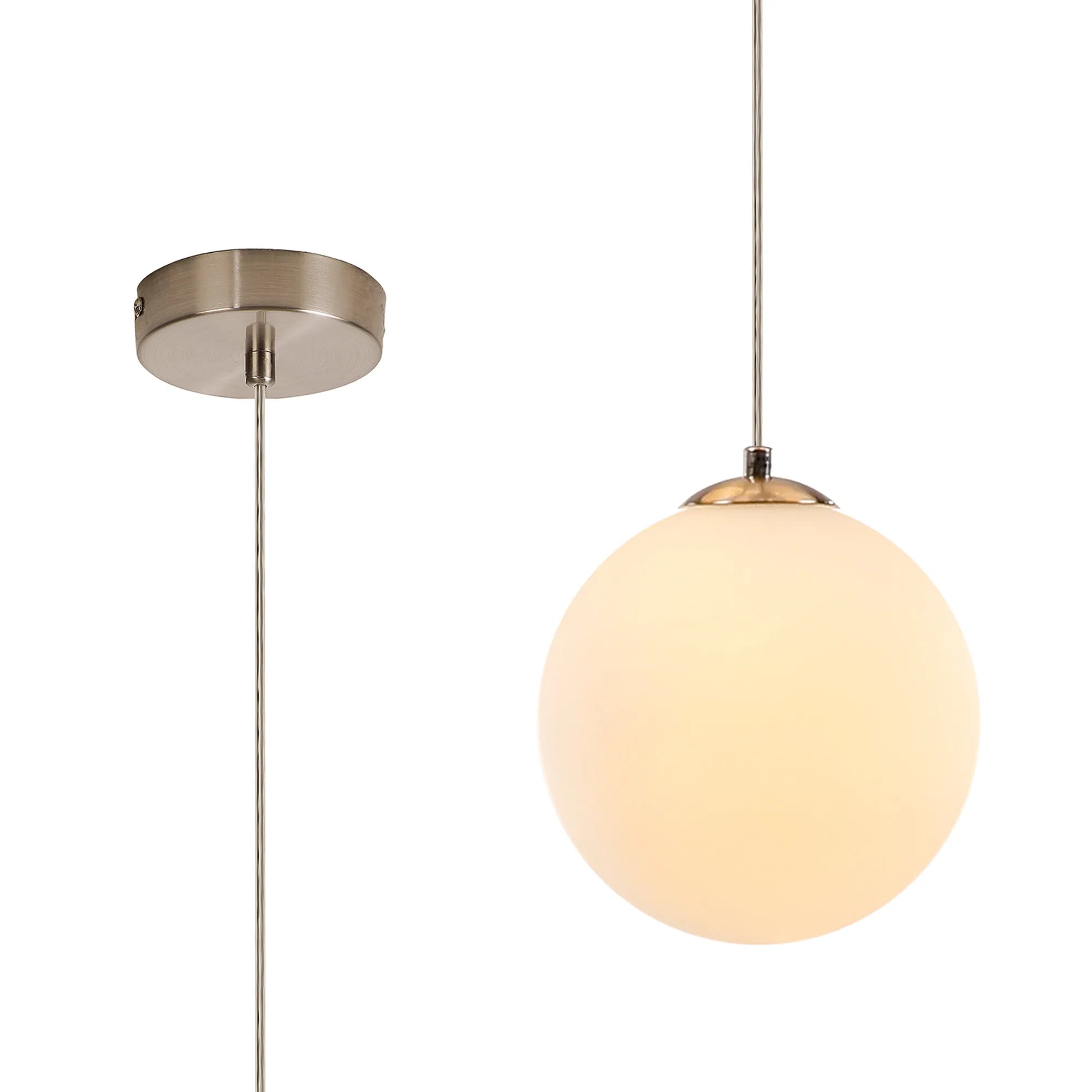 Deacon Single Pendant Single Light - Satin Nickel & Opal