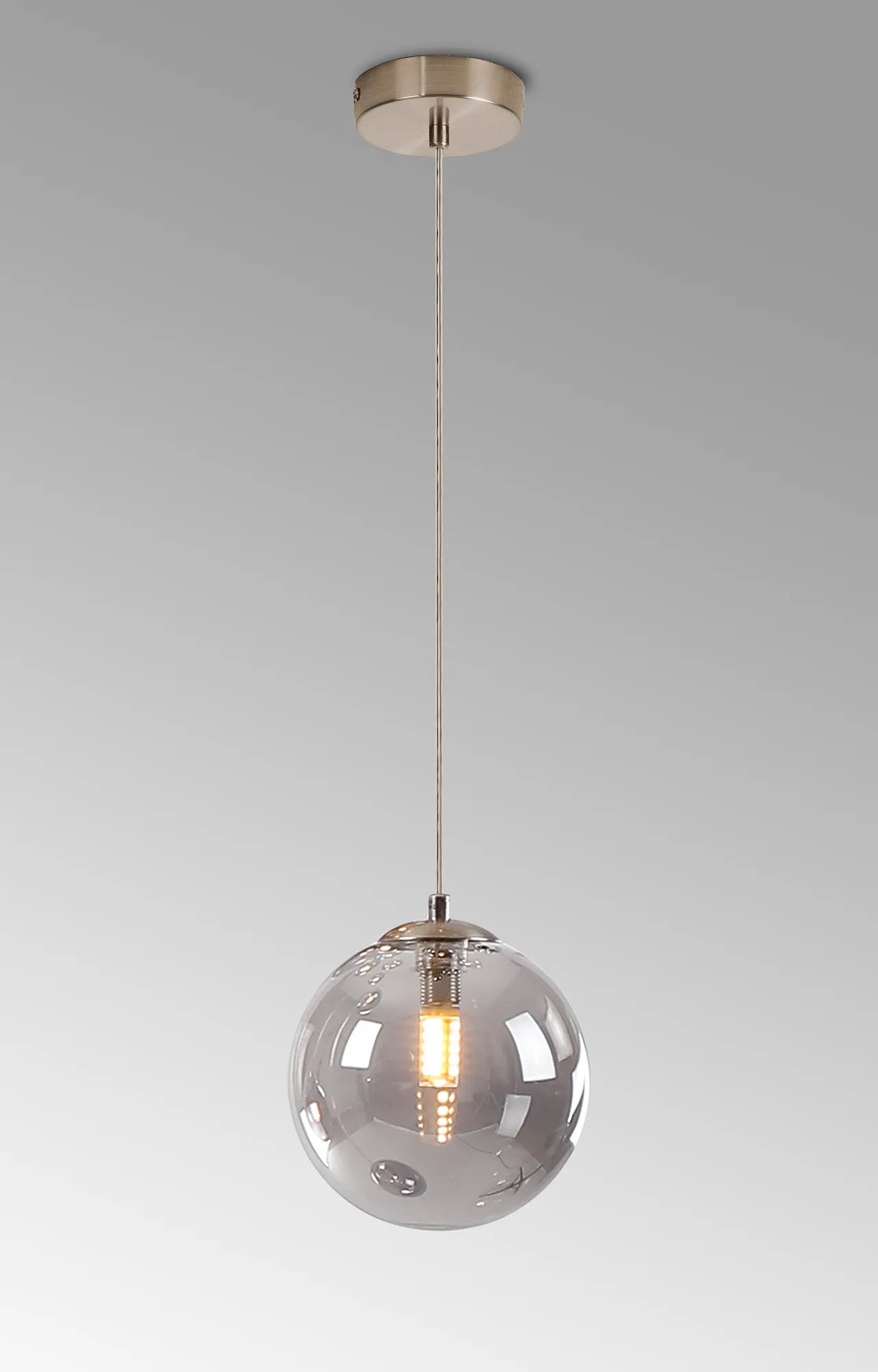 Deacon Single Pendant Single Light - Satin Nickel & Smoke