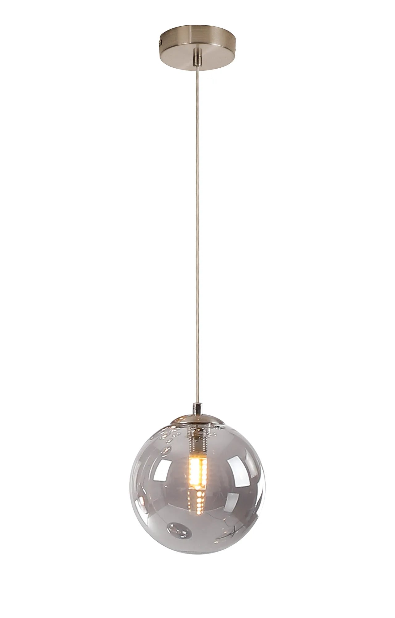 Deacon Single Pendant Single Light - Satin Nickel & Smoke