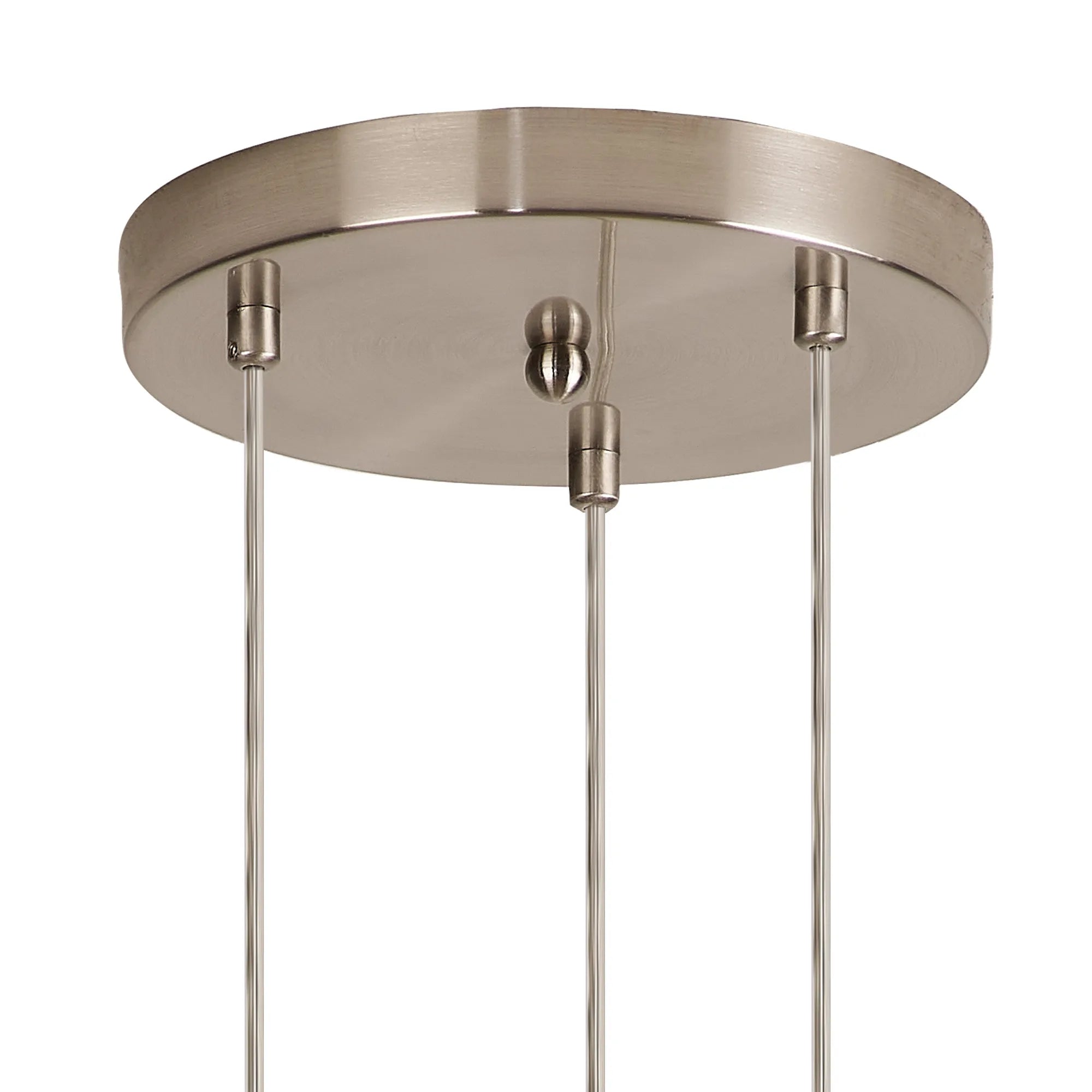 Deacon Round Pendant 3 Light - Satin Nickel & Amber