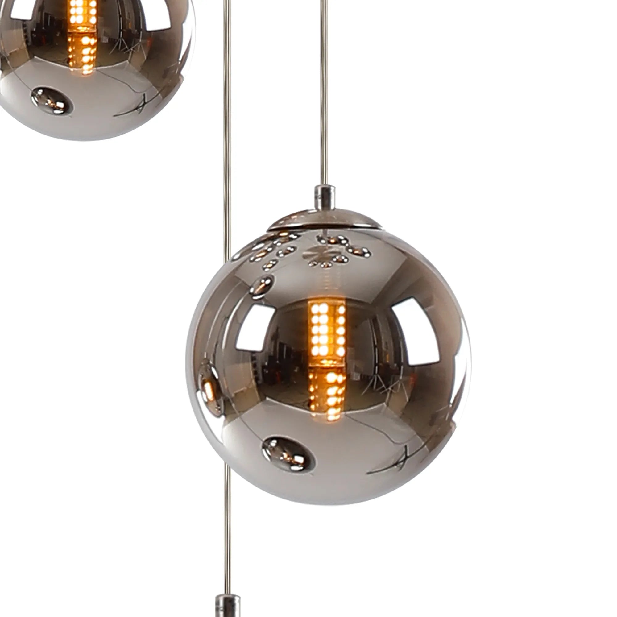 Deacon Round Pendant 3 Light - Satin Nickel & Chrome