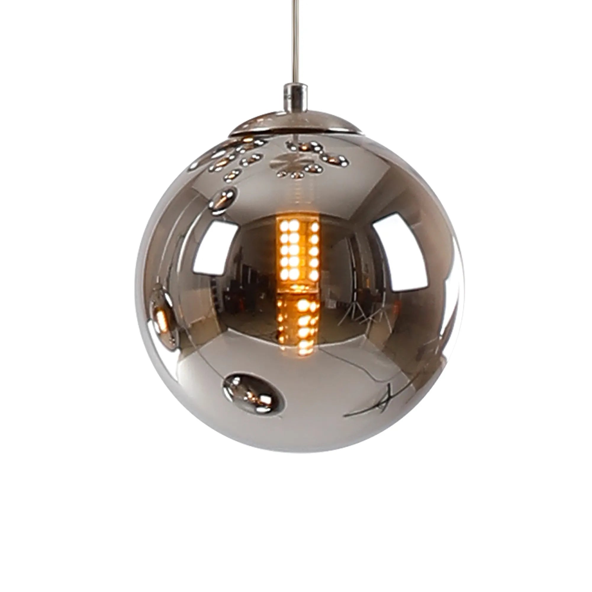 Deacon Round Pendant 3 Light - Satin Nickel & Chrome