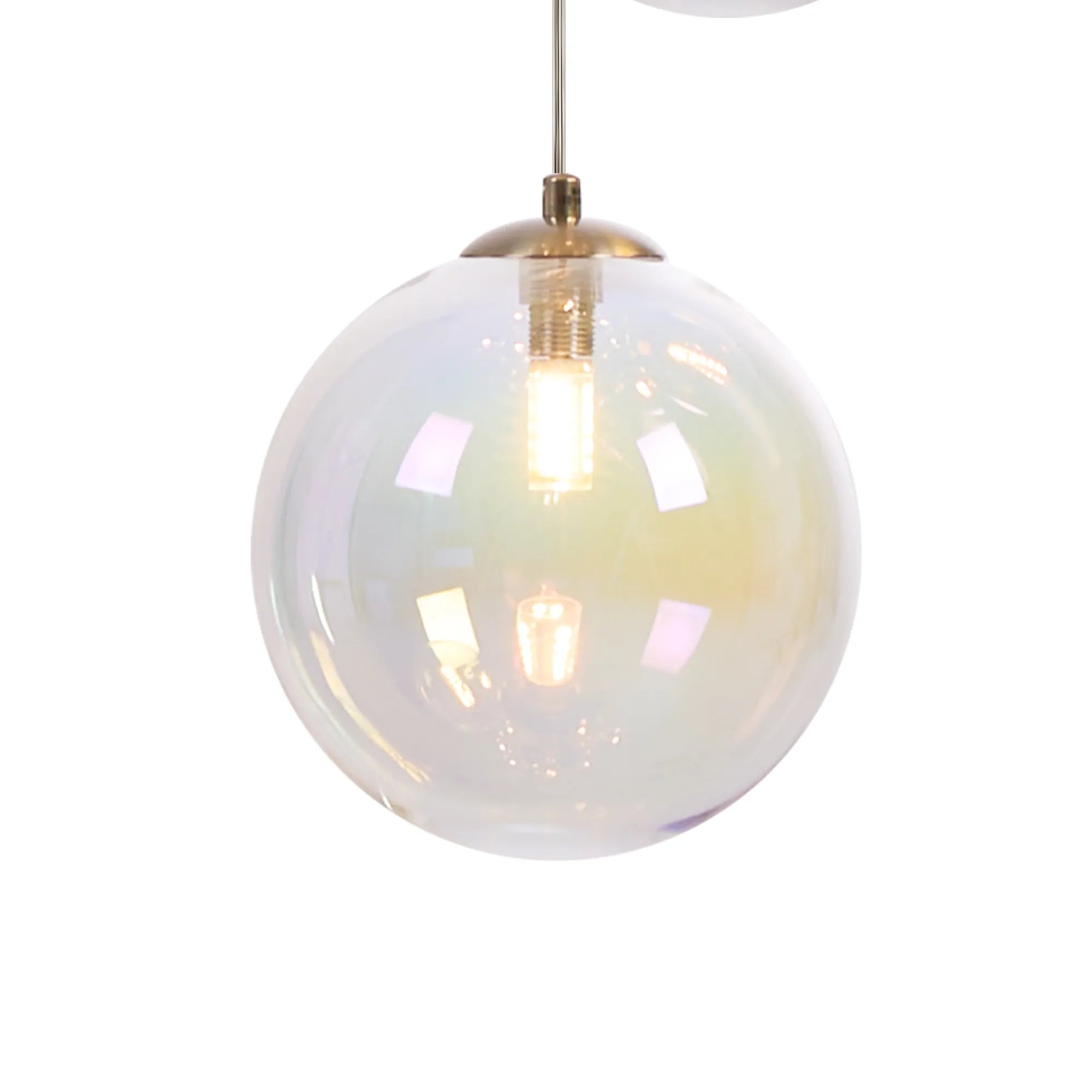 Deacon Round Pendant 3 Light - Satin Nickel & Iridescent
