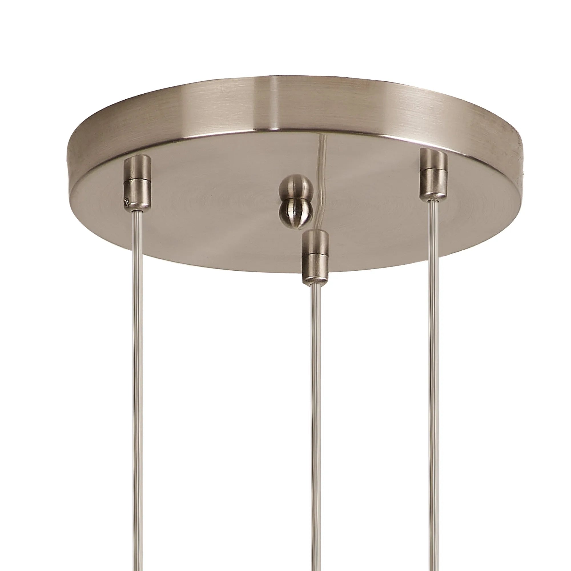 Deacon Round Pendant 3 Light - Satin Nickel & Smoke