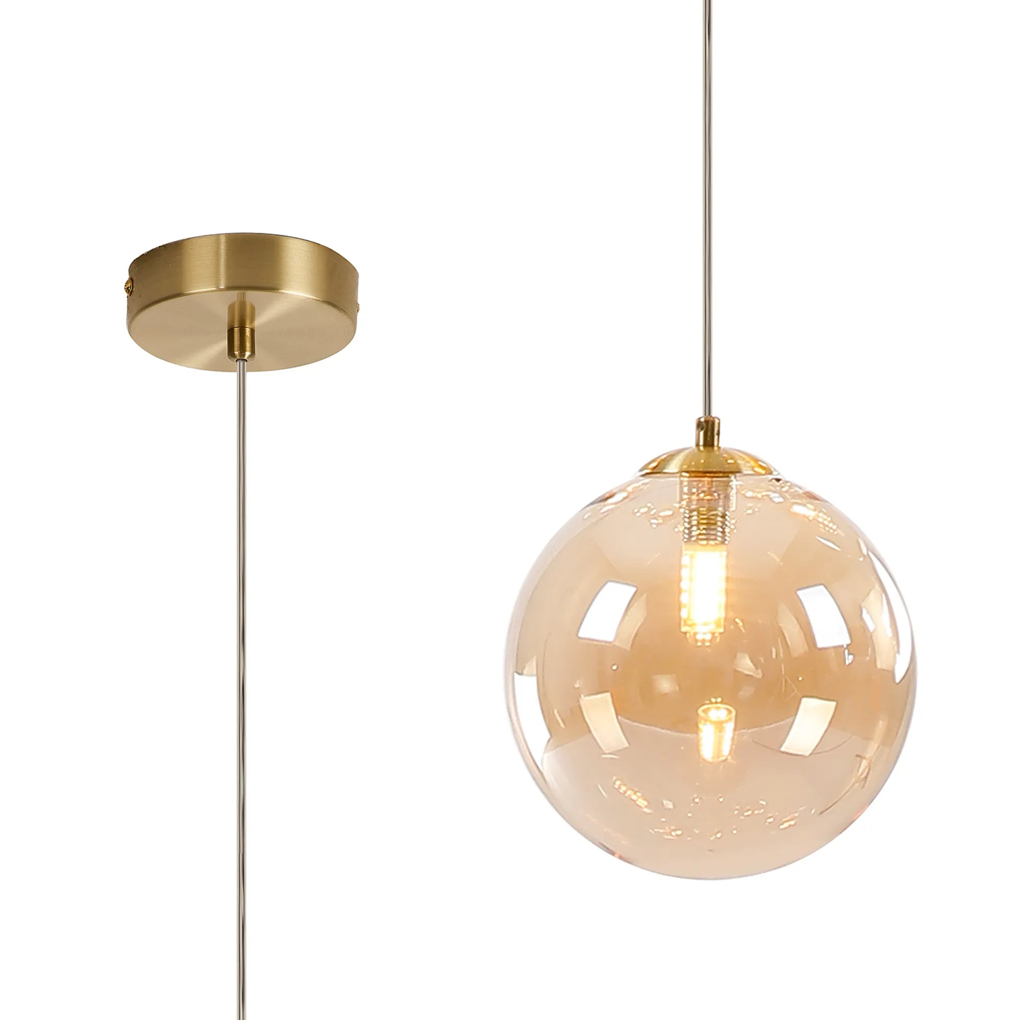 Deacon Single Pendant Single Light - Satin Gold & Amber