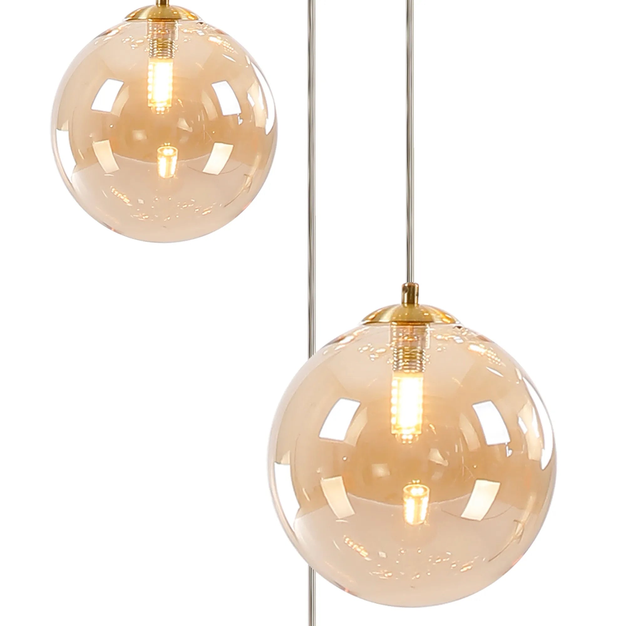 Deacon Round Pendant 3 Light - Satin Gold & Amber