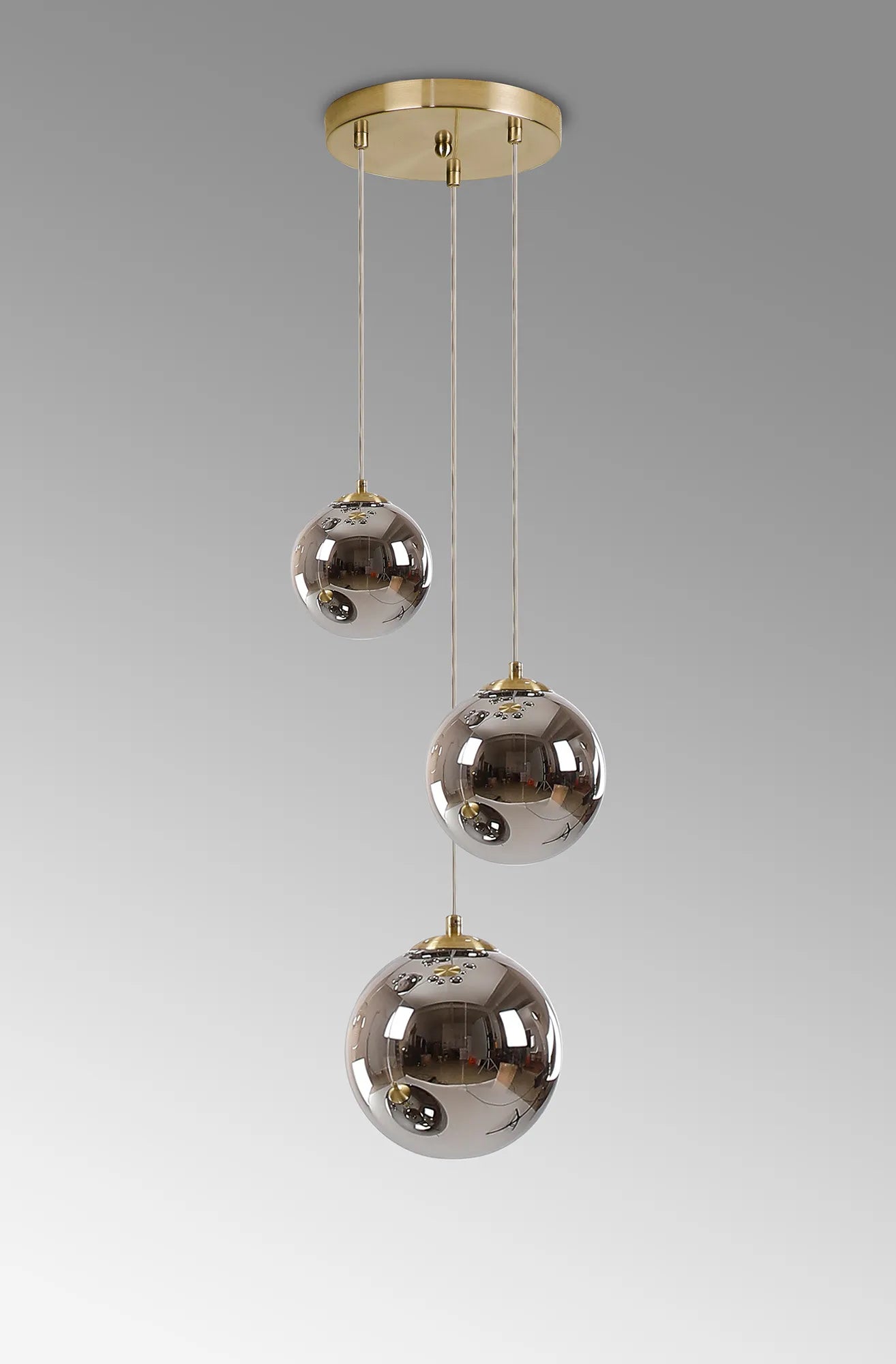 Deacon Round Pendant 3 Light - Satin Gold & Chrome