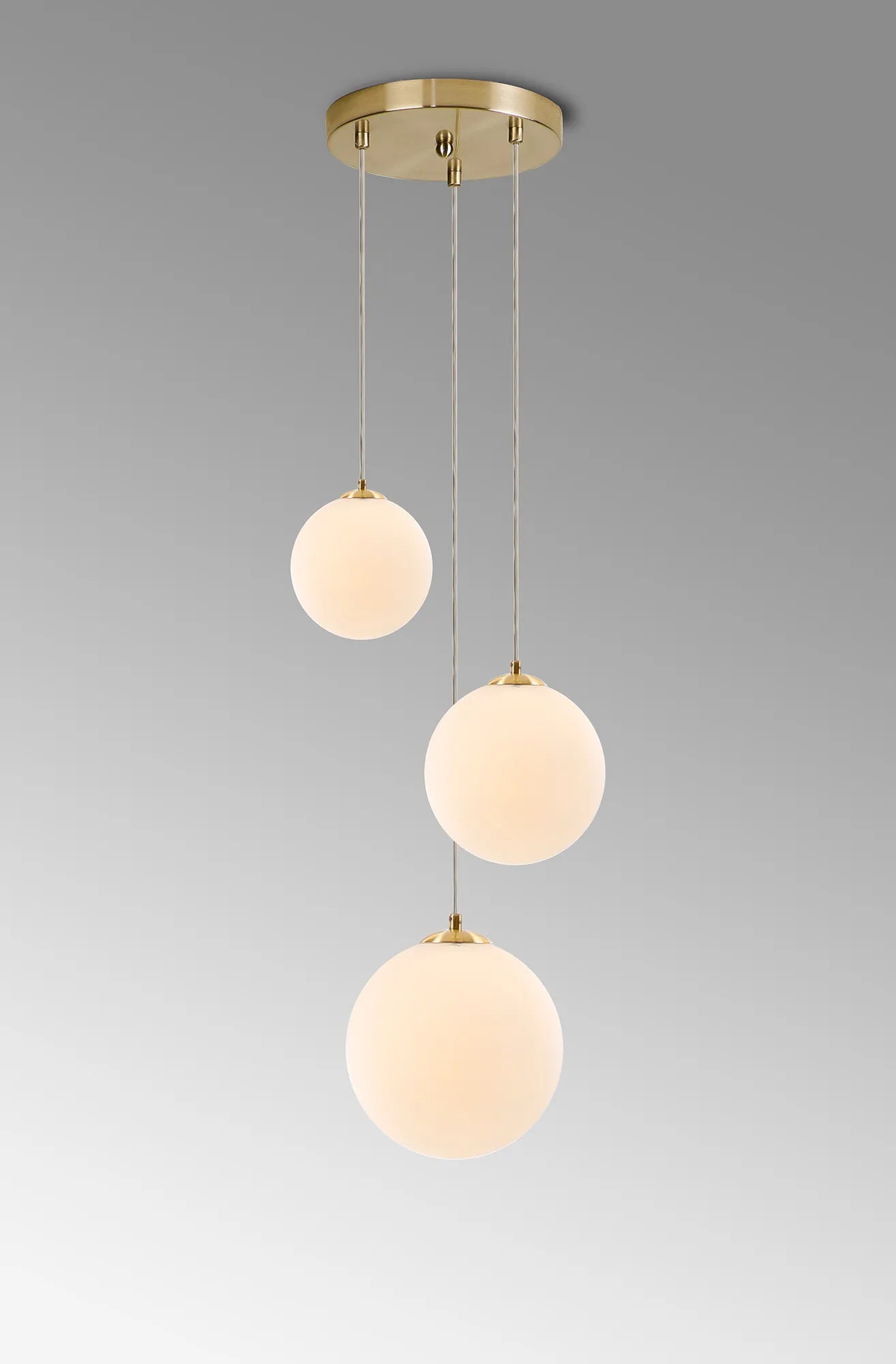 Deacon Round Pendant 3 Light - Satin Gold & Opal