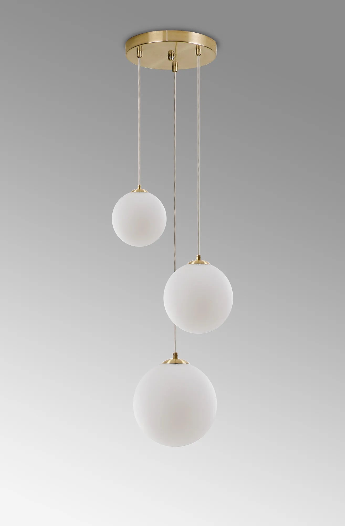 Deacon Round Pendant 3 Light - Satin Gold & Opal