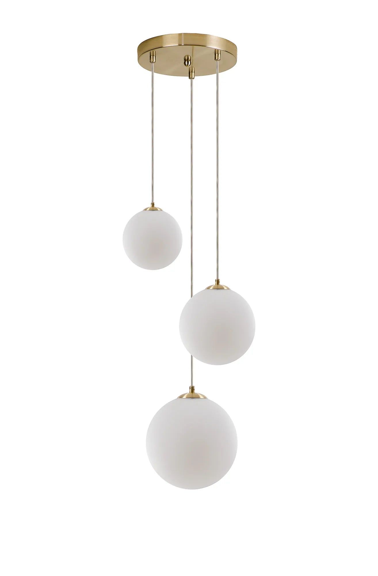 Deacon Round Pendant 3 Light - Satin Gold & Opal