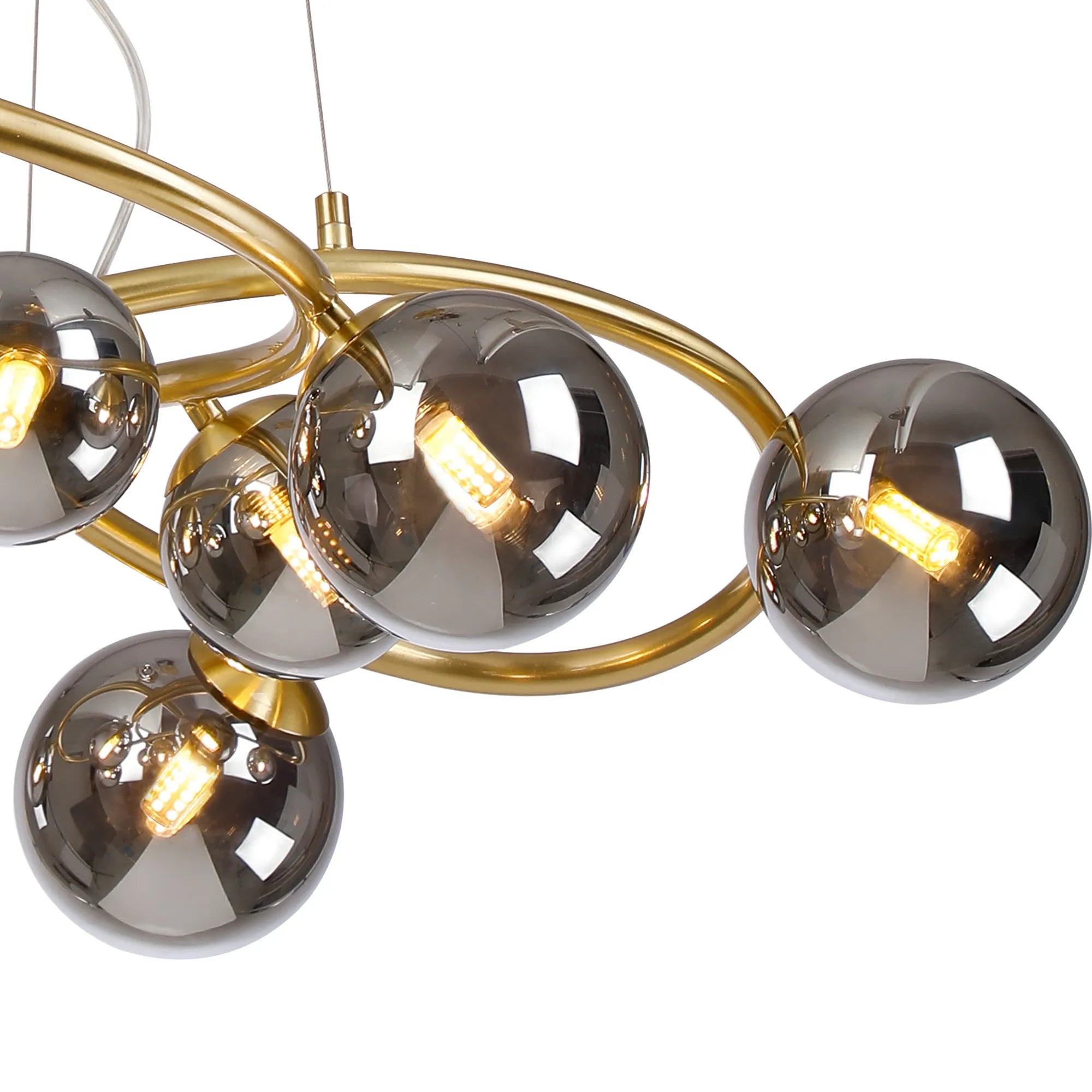 Deacon Twisted Pendant 9 Light - Satin Gold Chrome Plated Glass