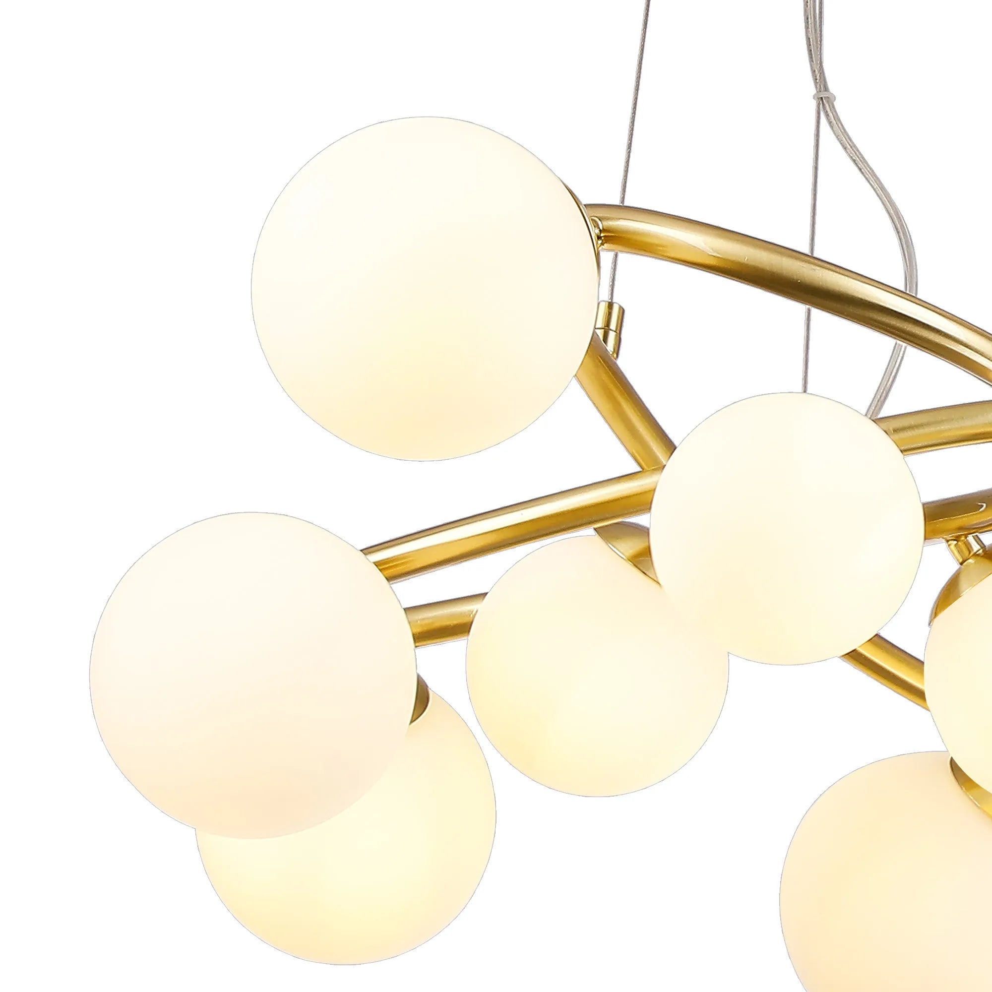 Deacon Twisted Pendant 9 Light - Satin Gold Opal Glass