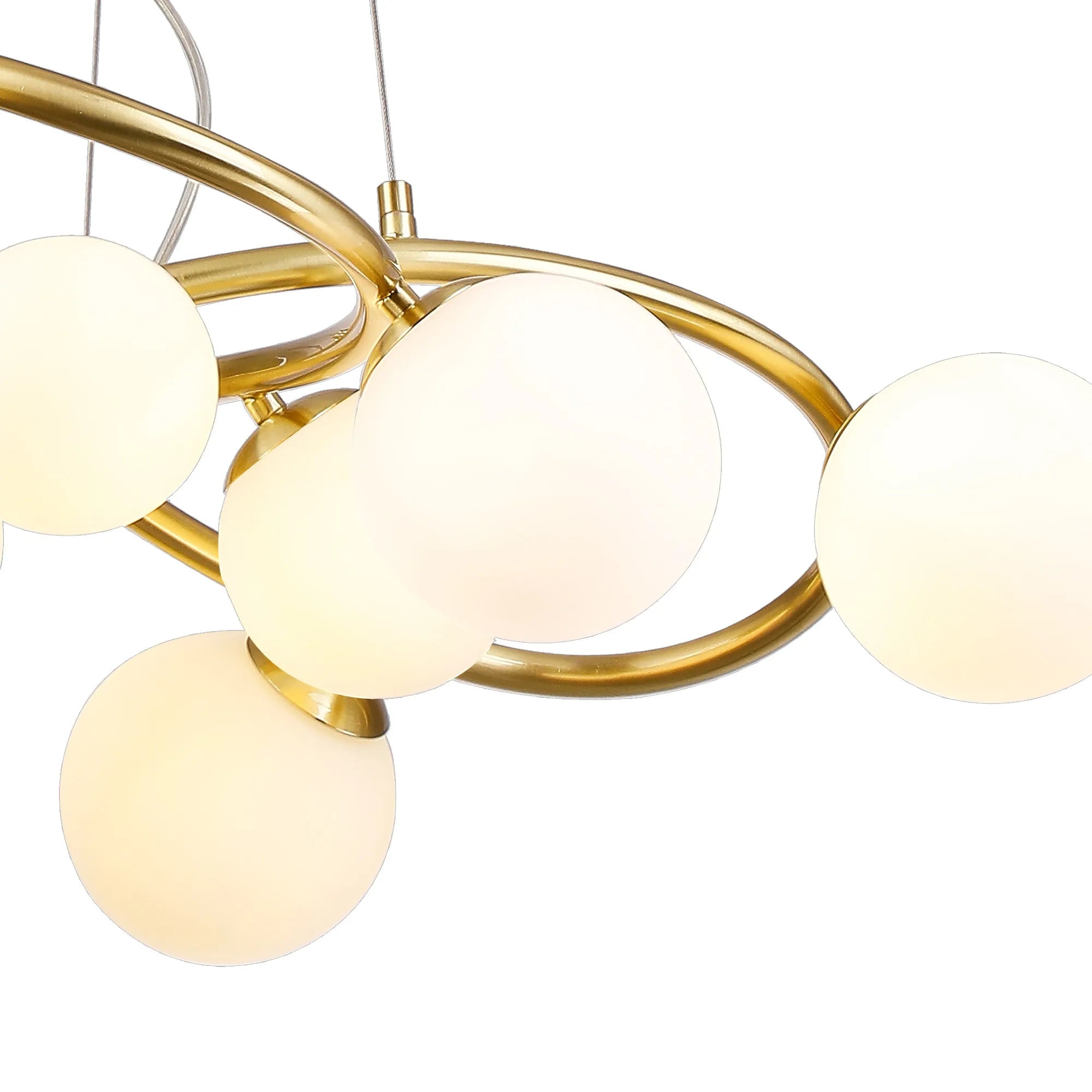Deacon Twisted Pendant 9 Light - Satin Gold Opal Glass