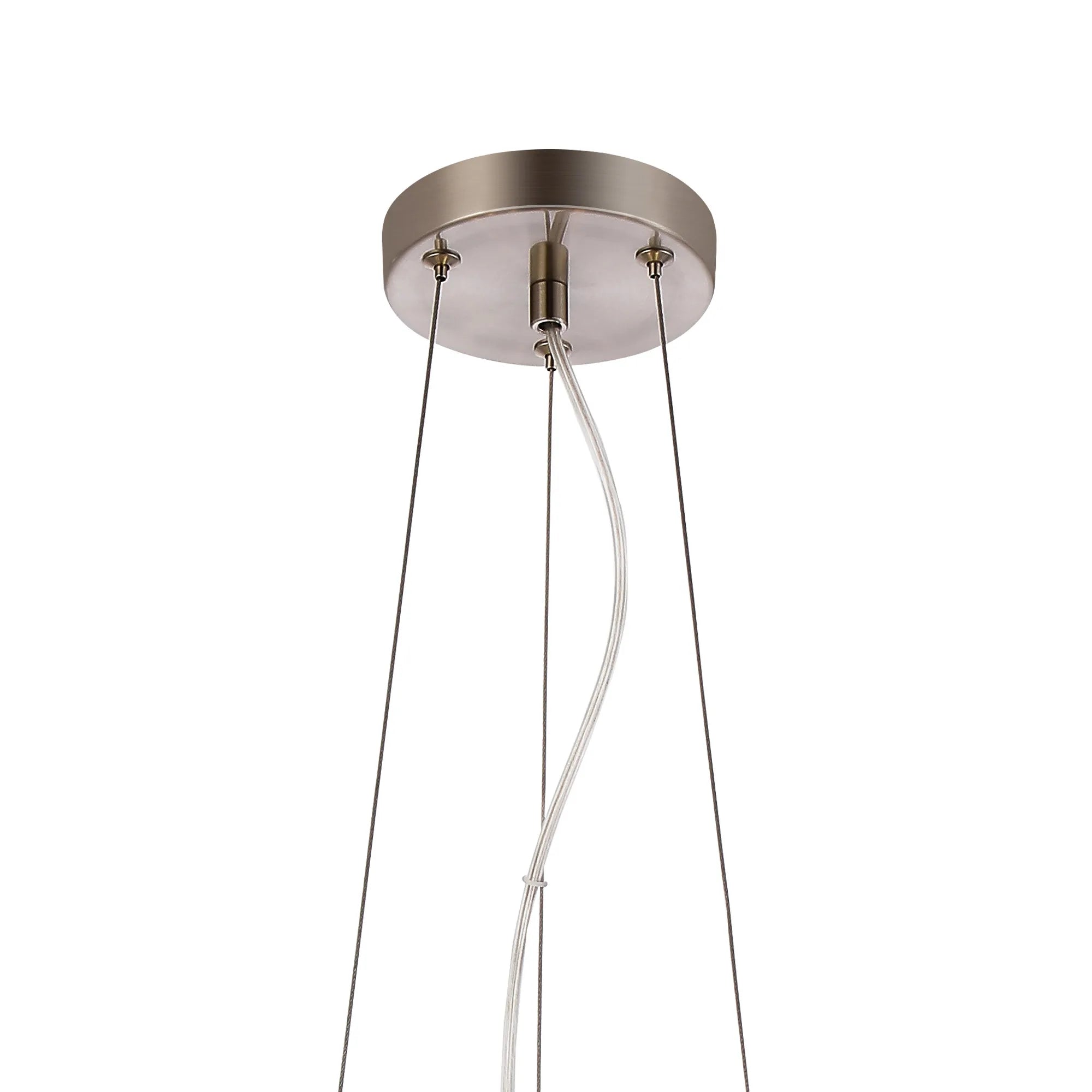Deacon Twisted Pendant 9 Light - Satin Nickel Iridescent Plated Glass