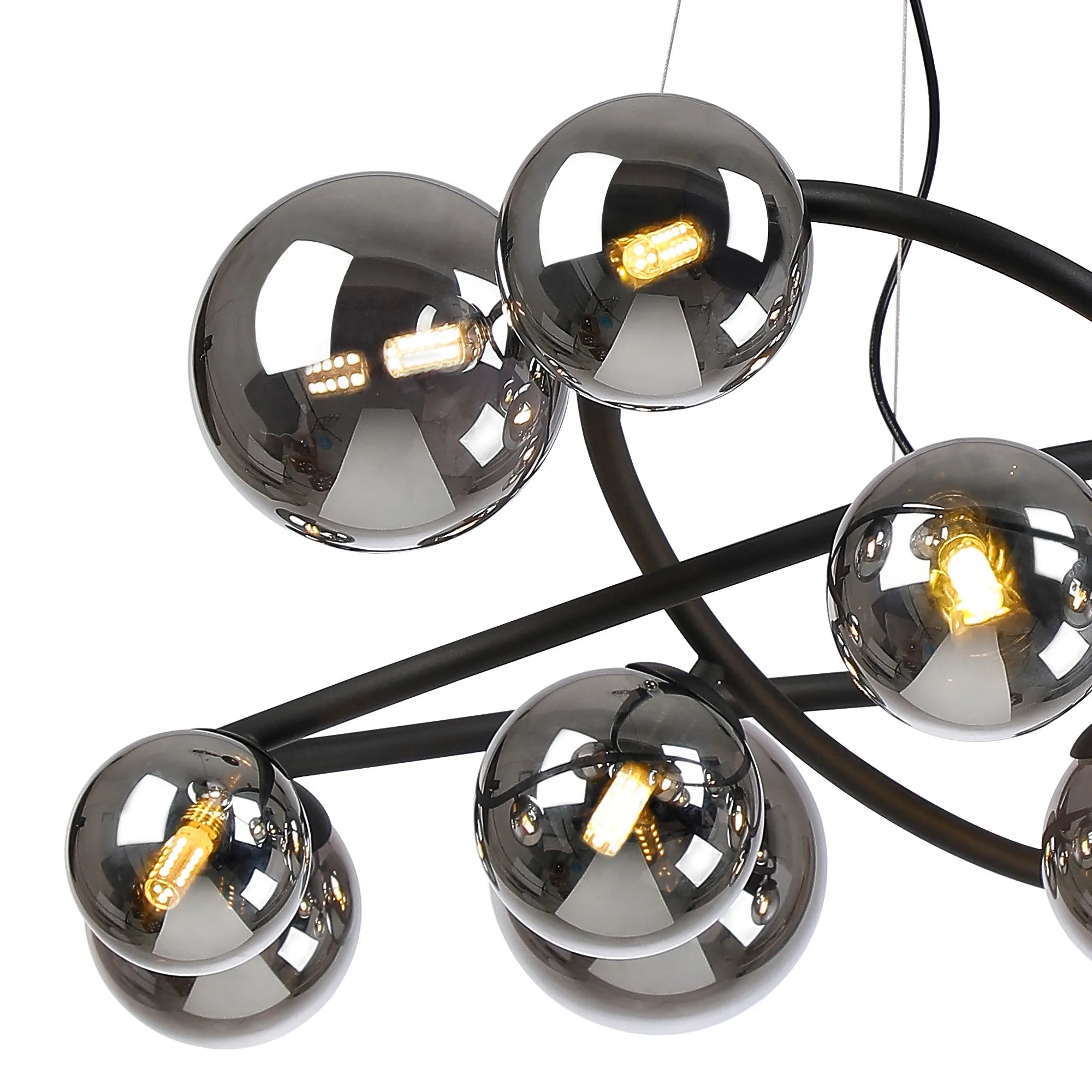 Deacon Twisted Pendant 12 Light - Satin Black Chrome Plated Glass