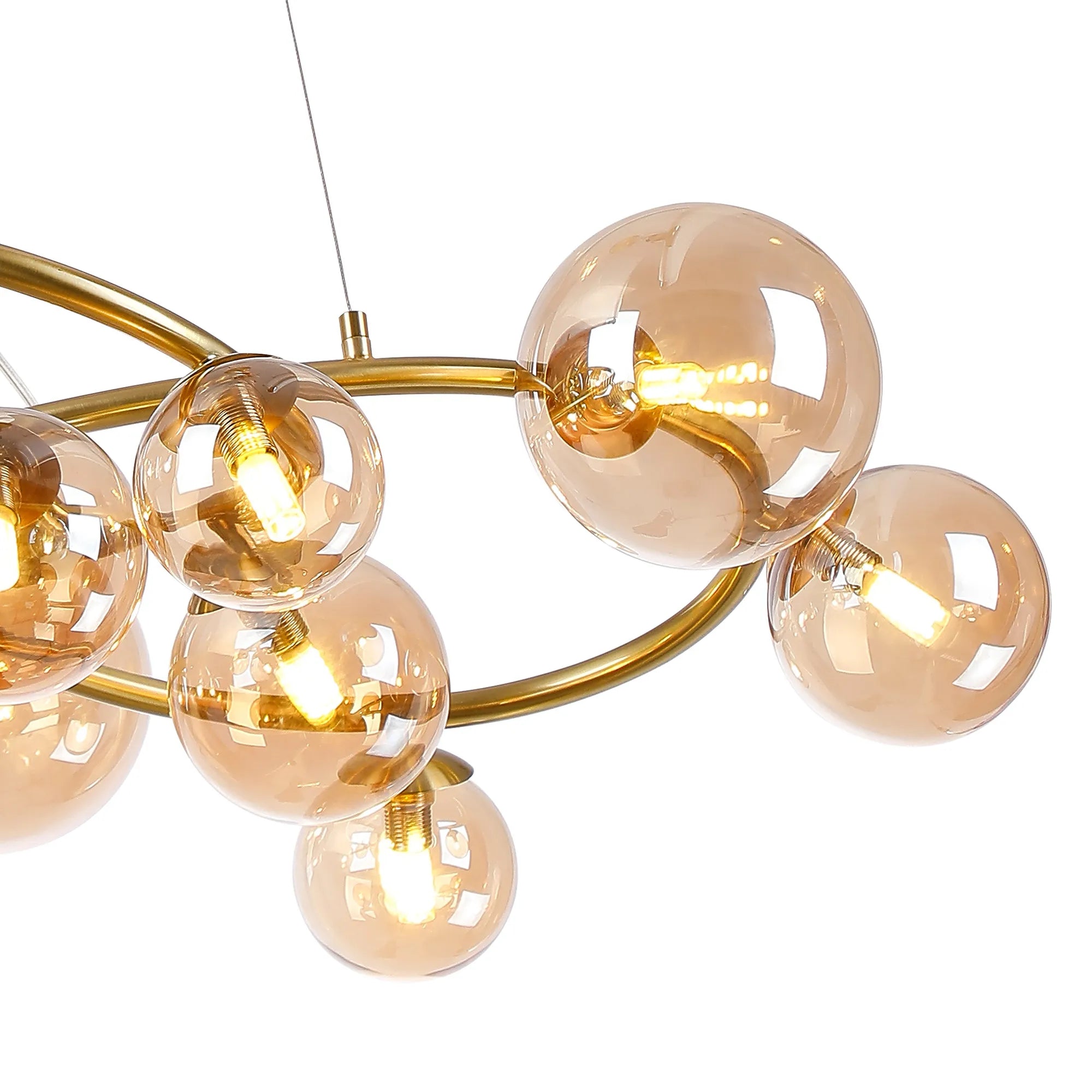 Deacon Twisted Pendant 12 Light - Satin Gold Amber Plated Glass