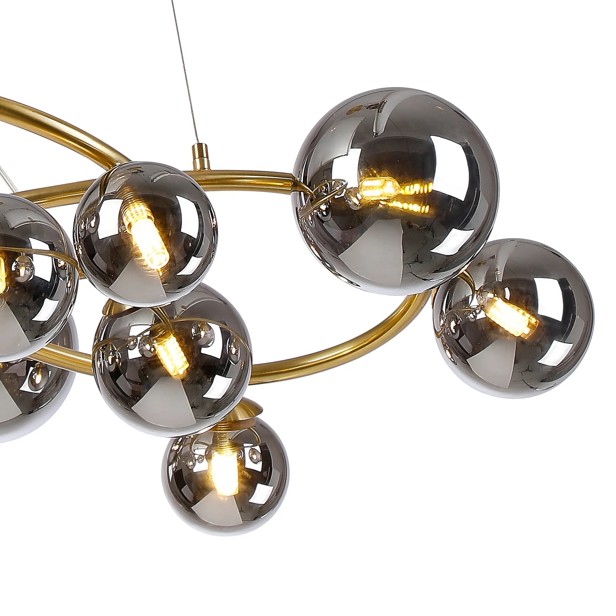 Deacon Twisted Pendant 12 Light - Satin Gold Chrome Plated Glass