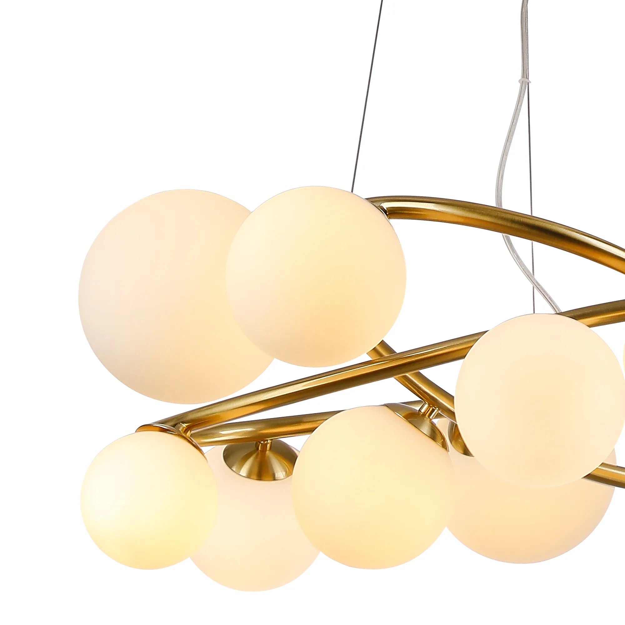 Deacon Twisted Pendant 12 Light - Satin Gold Opal Glass