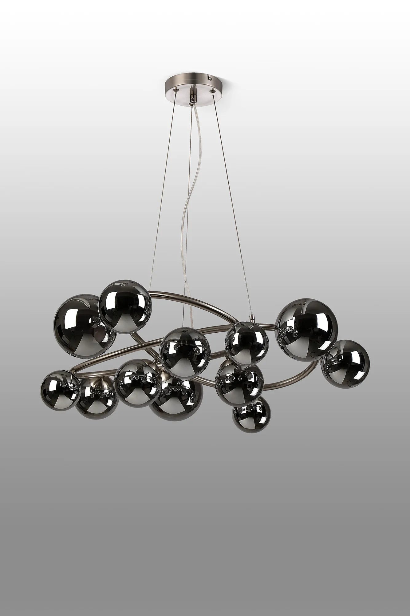 Deacon Twisted Pendant 12 Light - Satin Nickel Chrome Plated Glass