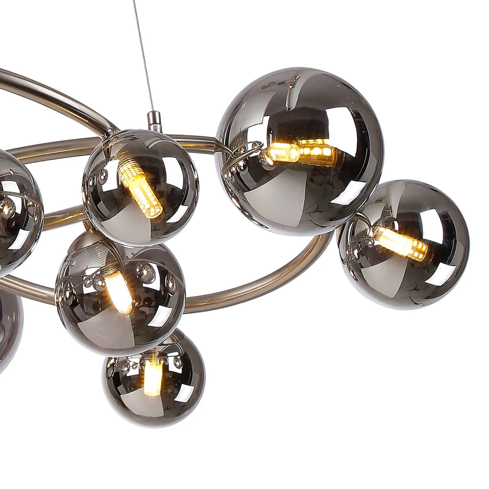 Deacon Twisted Pendant 12 Light - Satin Nickel Chrome Plated Glass