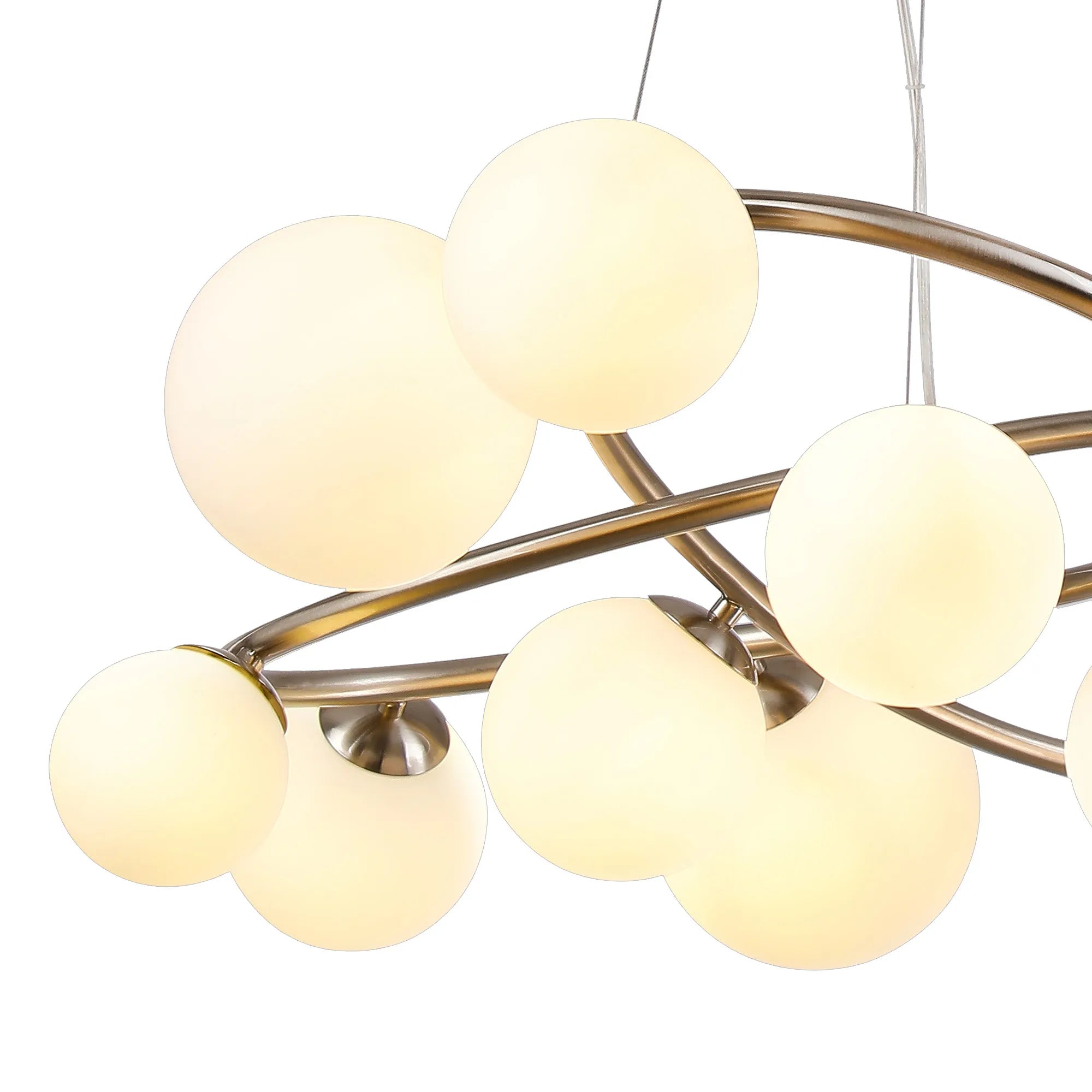 Deacon Twisted Pendant 12 Light - Satin Nickel Opal Glass
