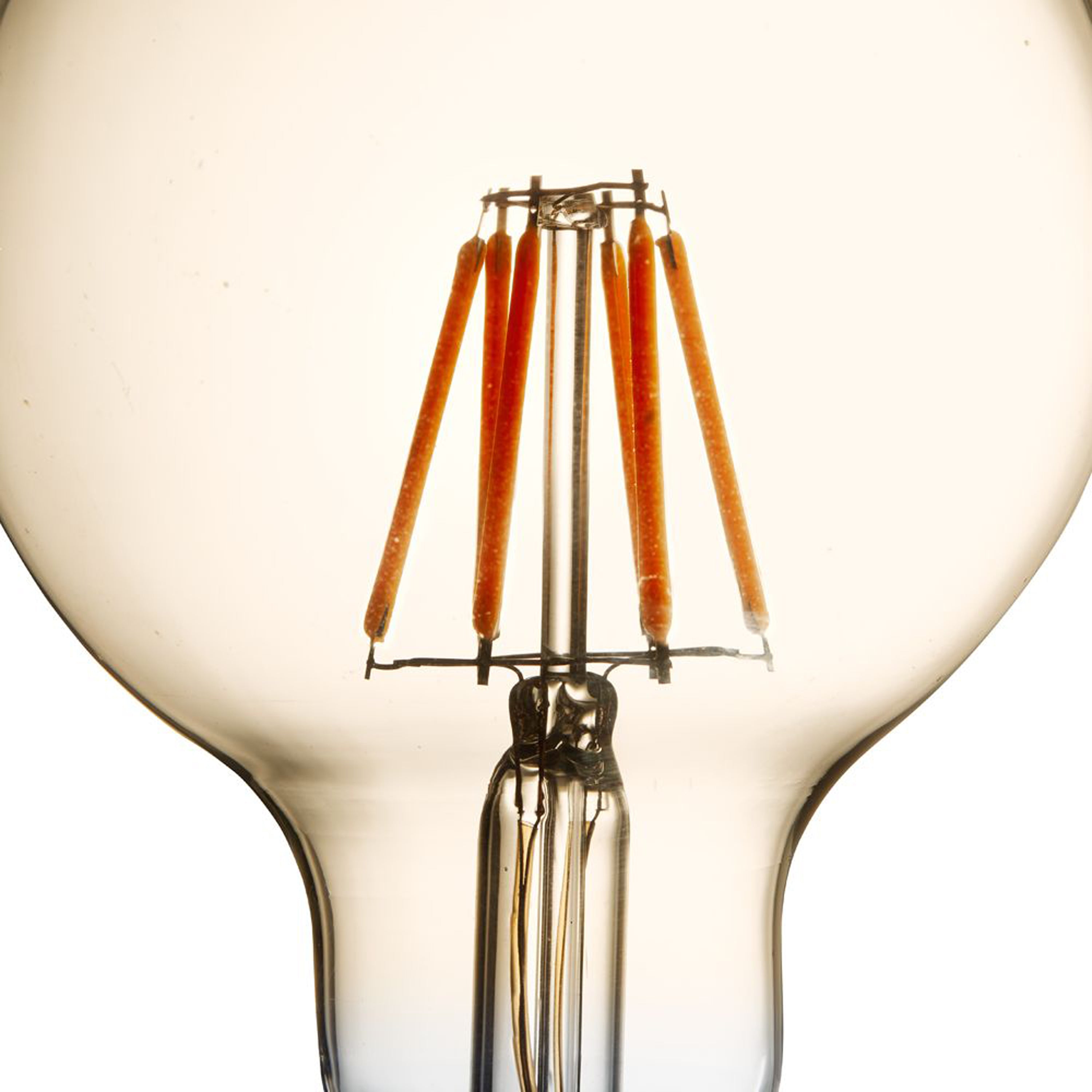 Searchlight E27 LED 6W Filament Globe Lamp - 2700K - Dimmable - Amber Glass - Pack of 5