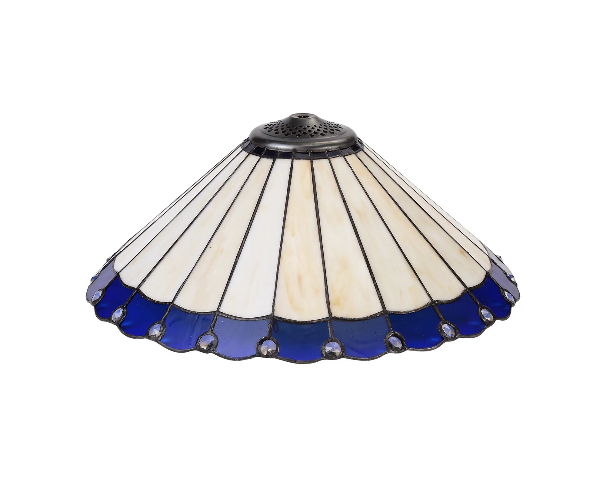 Amberley Tiffany 40cm Shade Only - Blue & Cream & Crystal