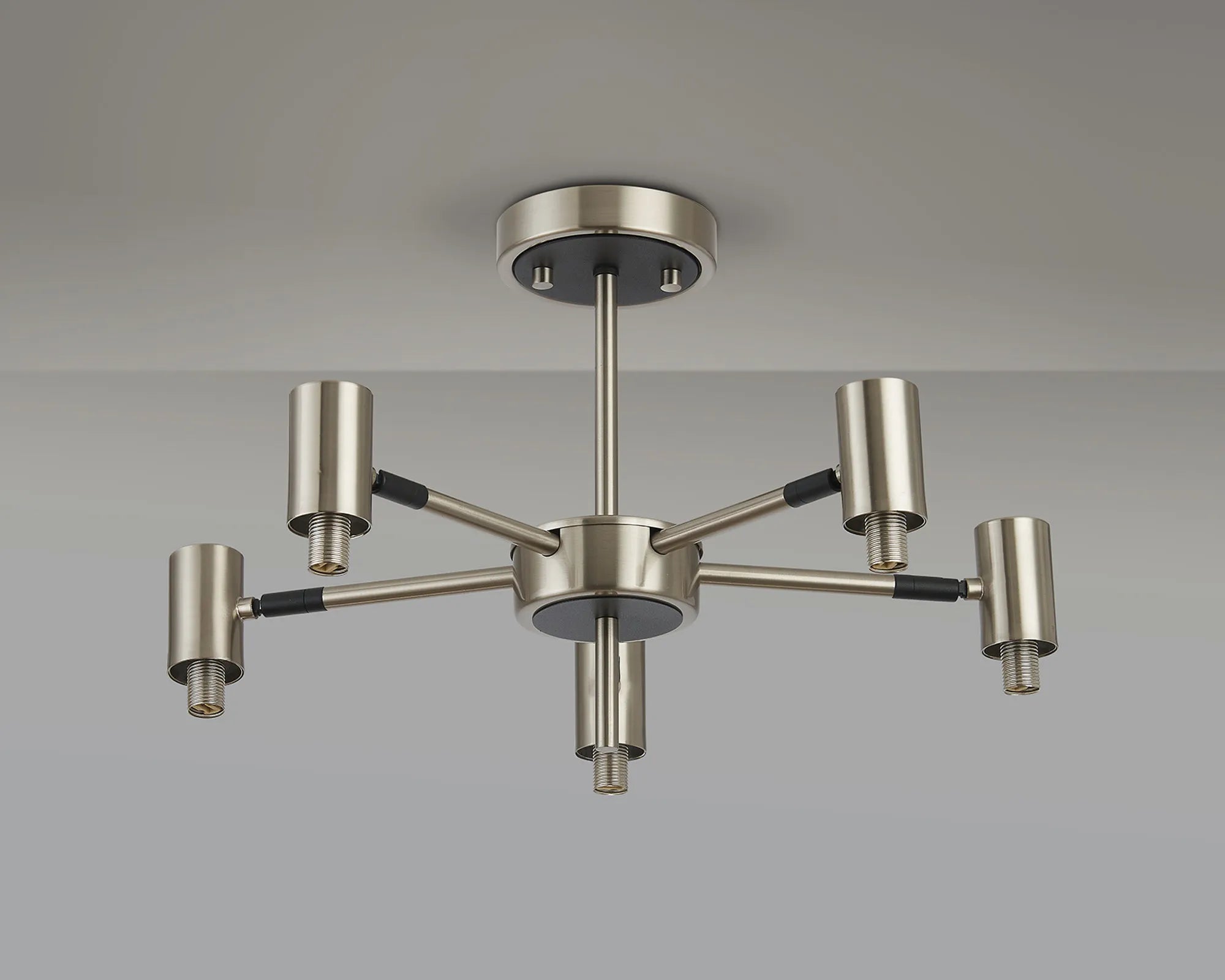 Bradley Semi Ceiling Adjustable Arms 5 Light - Satin Nickel & Black